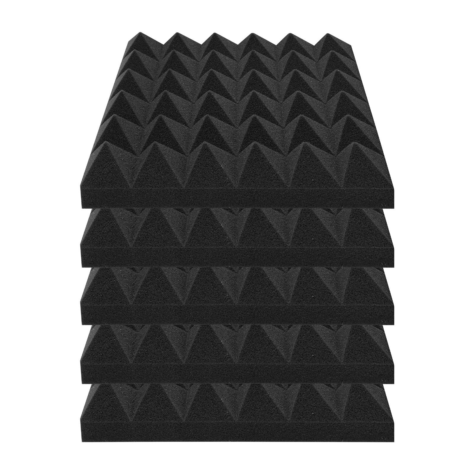 Acoustic Foam Panels 36 Pack 12x12x2 in Pyramid Soundproof Fire-Resistant Black