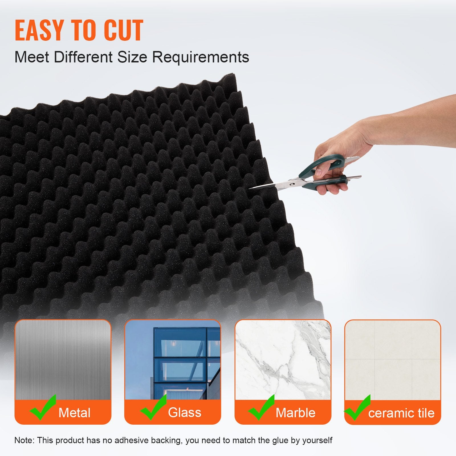 4 Pack 48x24x2 in Egg Acoustic Foam Panels, Soundproof, Fire-Resistant, Black