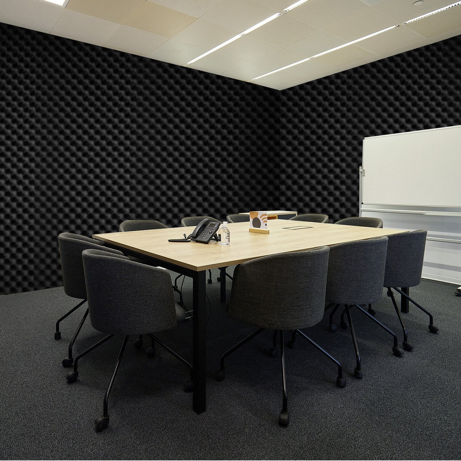 4 Pack 48x24x2 in Egg Acoustic Foam Panels, Soundproof, Fire-Resistant, Black