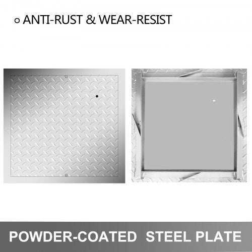 VEVOR Galvanized Steel Recessed Manhole Cover 11.8x11.8" Sealed Drain Lid