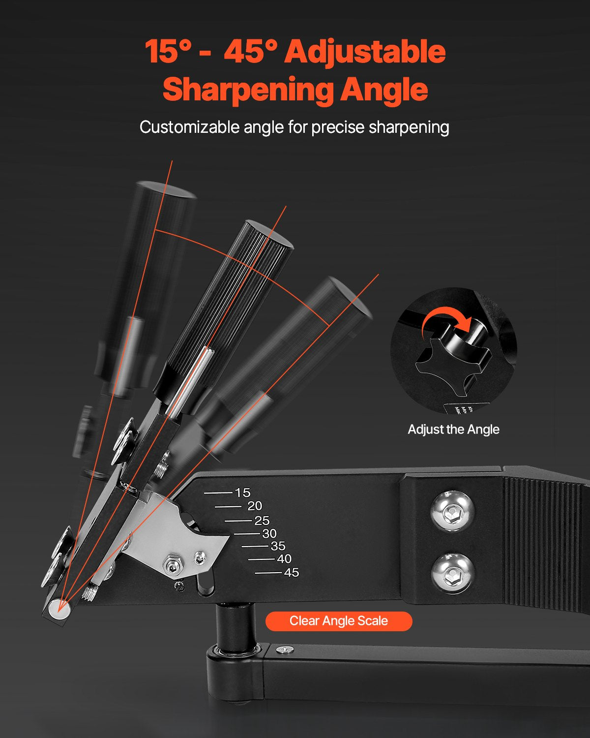 Adjustable Lawn Mower Blade Sharpener for Angle Grinders 15°–45°