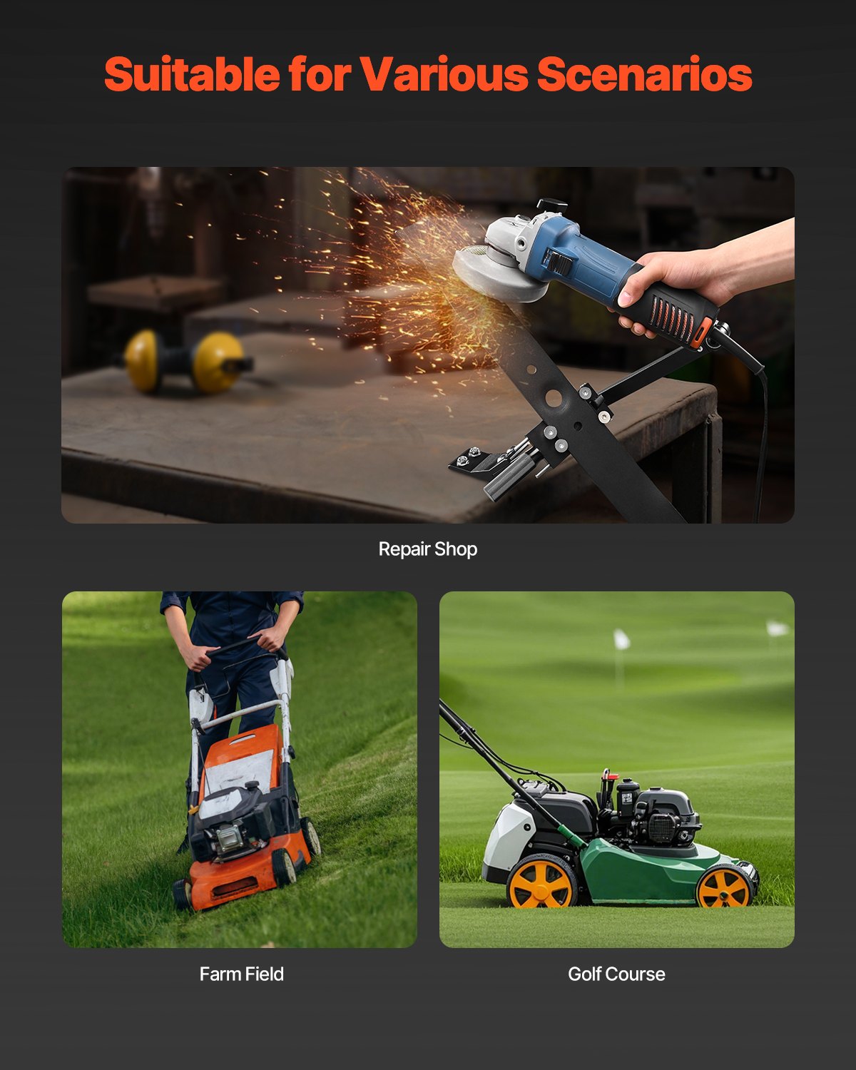 Adjustable Lawn Mower Blade Sharpener for Angle Grinders 15°–45°