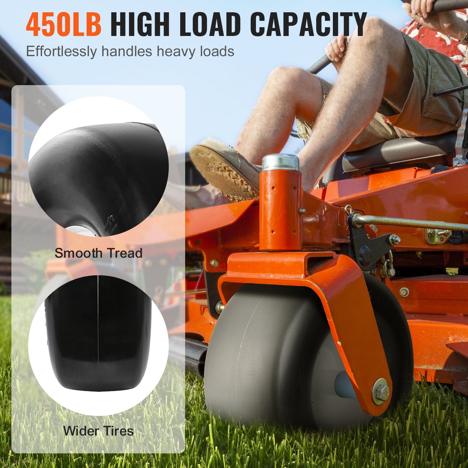 2-Pack 13x5-6" Lawn Mower Tires with Rim Flat-Free PU for Riding Mowers