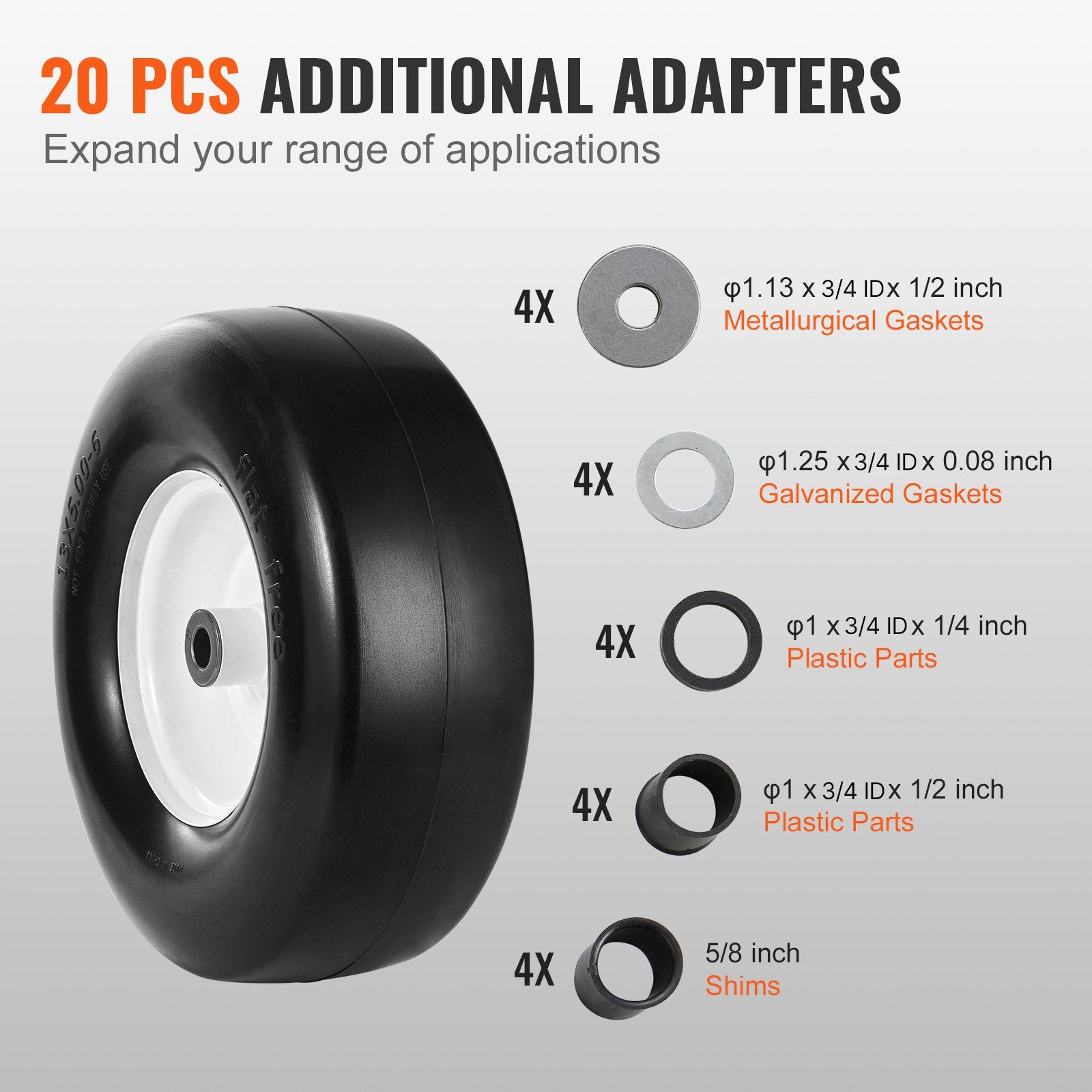 2-Pack 13x5-6" Lawn Mower Tires with Rim Flat-Free PU for Riding Mowers