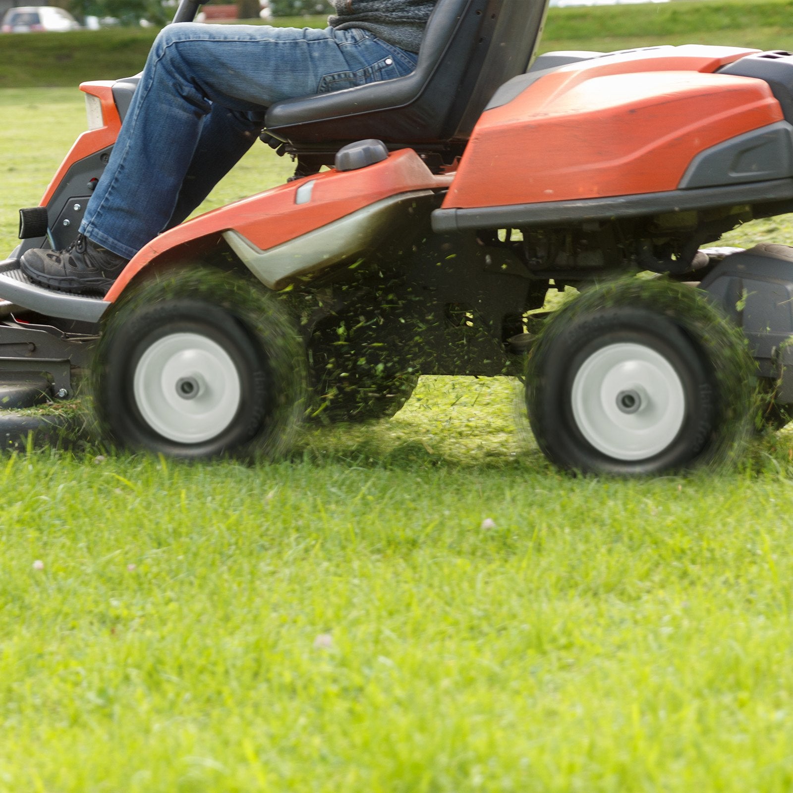 2-Pack 13x5-6" Lawn Mower Tires with Rim Flat-Free PU for Riding Mowers