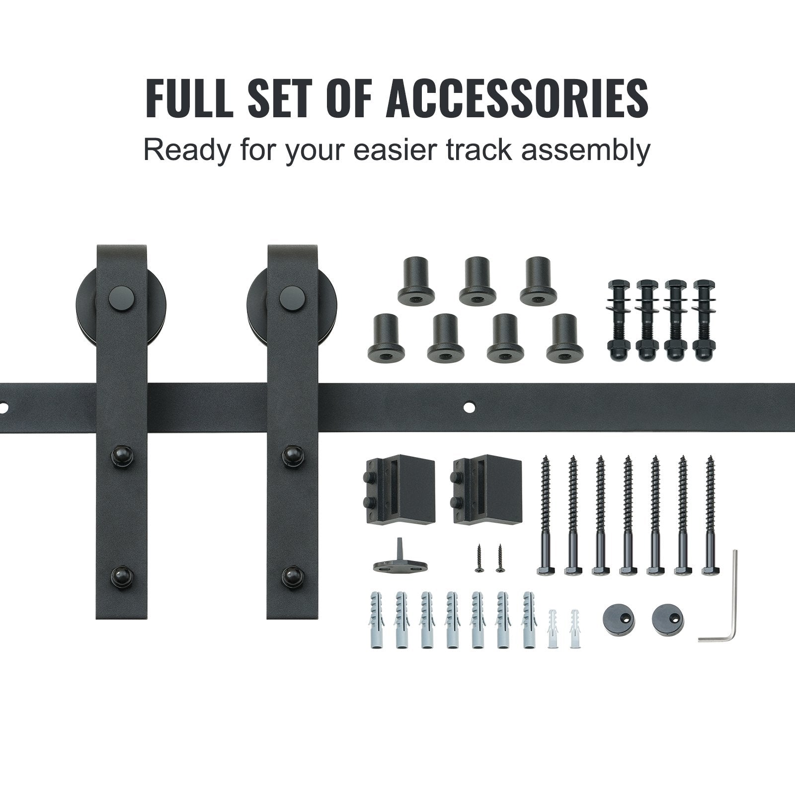 2440 mm Sliding Barn Door Hardware Closet Track Kit for Single Door J Hanger