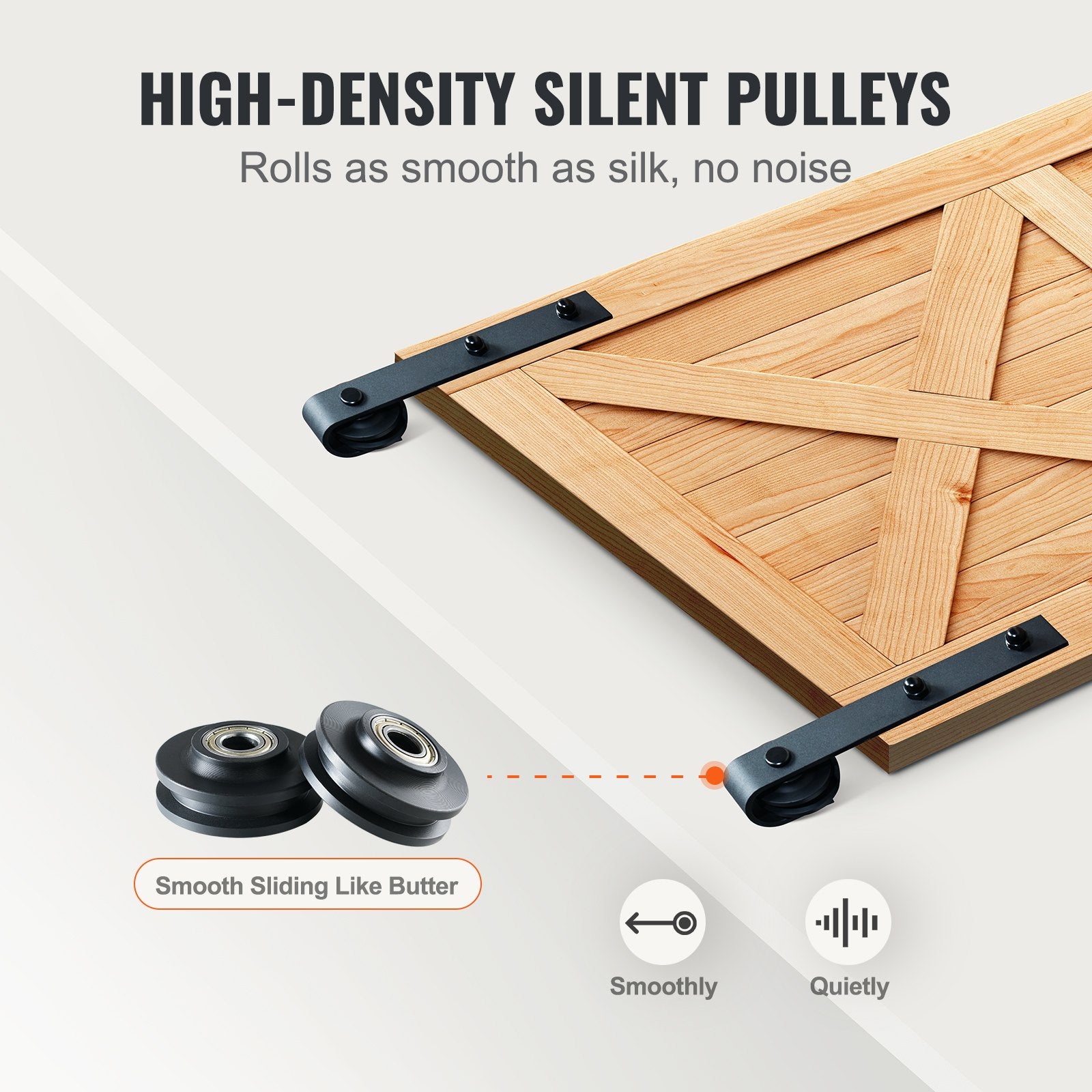 2440 mm Sliding Barn Door Hardware Closet Track Kit for Single Door J Hanger