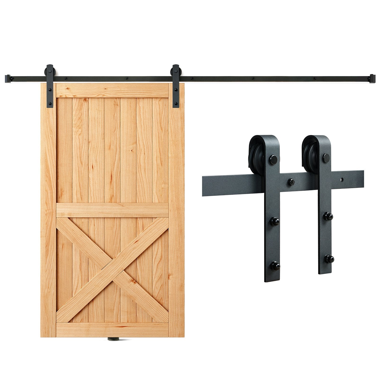 2440 mm Sliding Barn Door Hardware Closet Track Kit for Single Door J Hanger