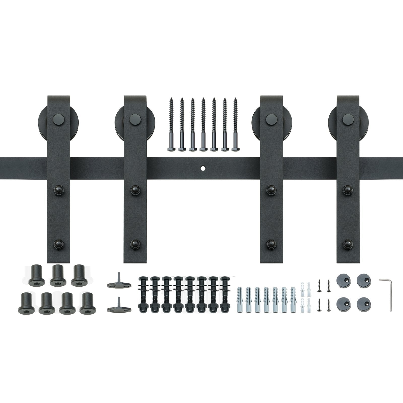 2440 mm Sliding Barn Door Hardware Closet Track Kit for Double Doors J Hanger