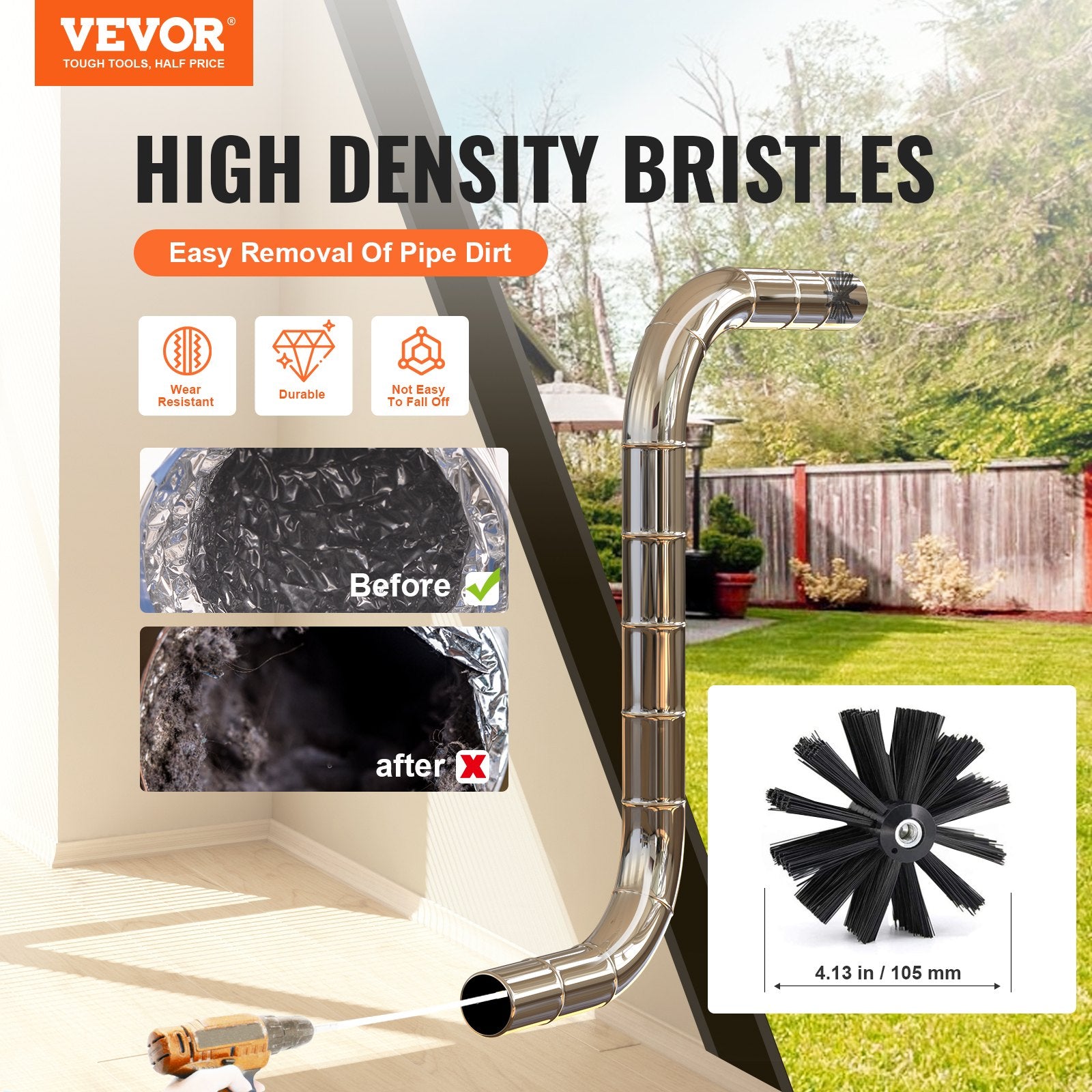 Dryer Vent Cleaner Kit 12.2M, 29-Piece Duct Brush, Nylon Vent Cleaning Kit