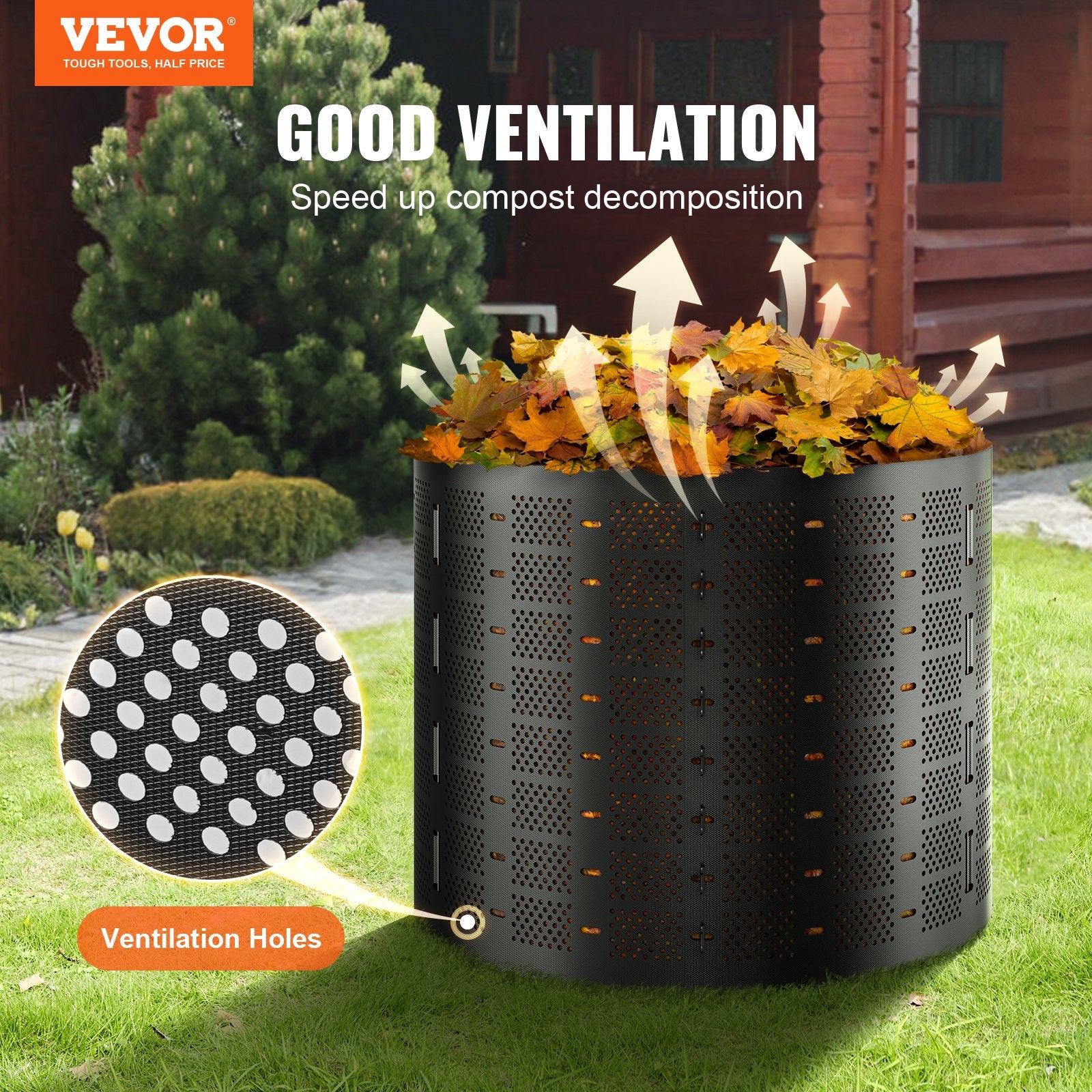 Compost Bin 1000L, Outdoor Expandable Composter, Large Capacity Easy Setup