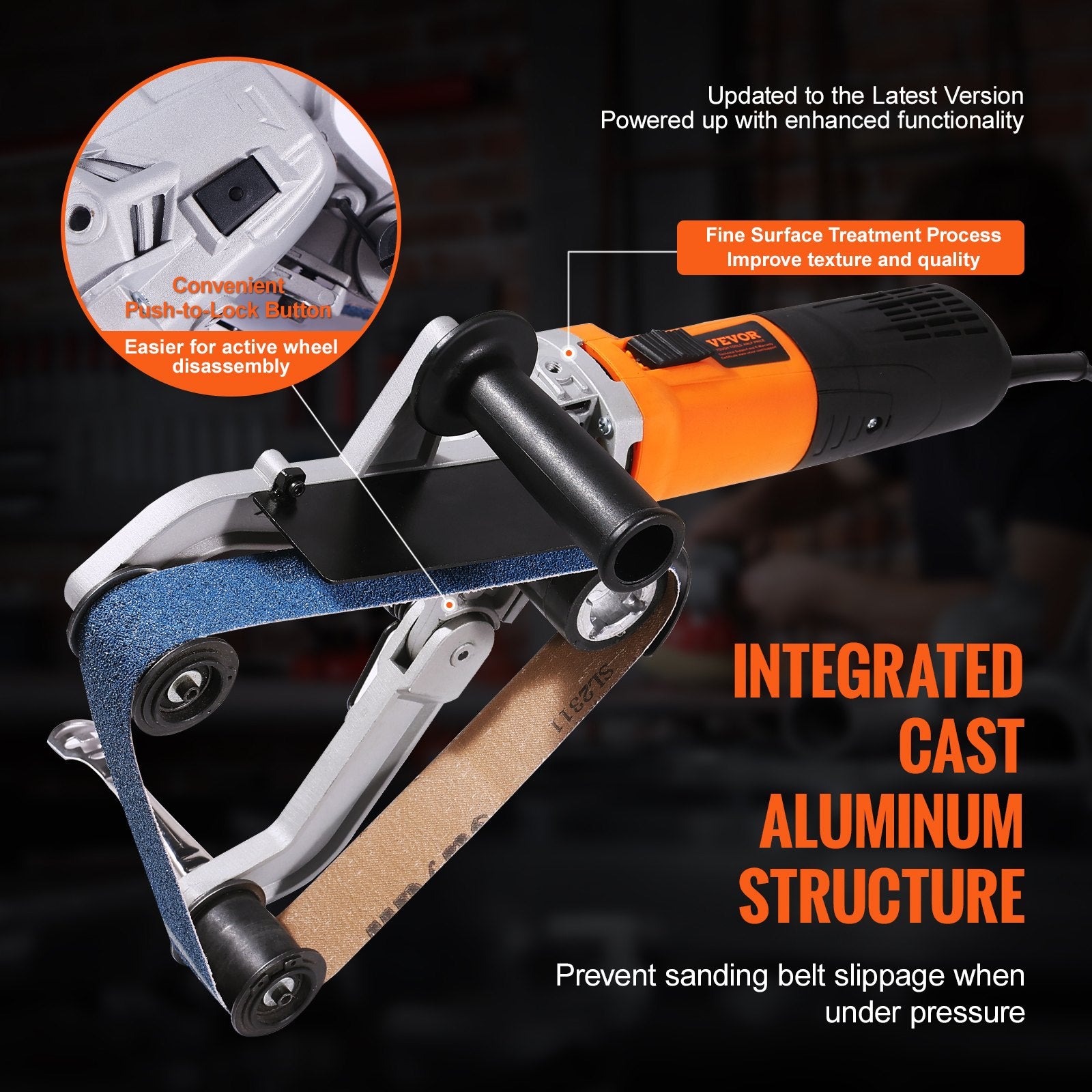 Pipe Tube Polisher Sander 1300W Belt Sander 6 Speeds 1100-3200RPM with 50 Belts