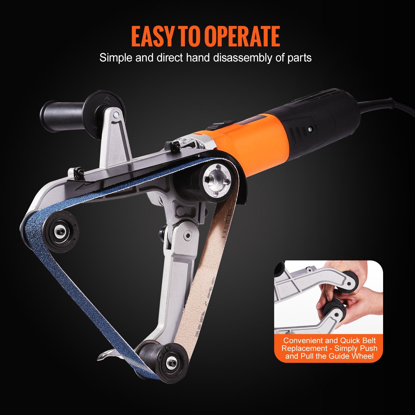 Pipe Tube Polisher Sander 1300W Belt Sander 6 Speeds 1100-3200RPM with 50 Belts