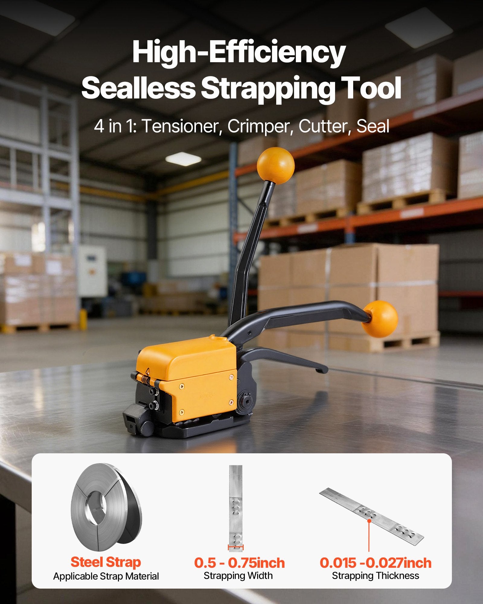 Heavy Duty Steel Banding Strapping Kit Adjustable Manual Pallet Packaging Tool