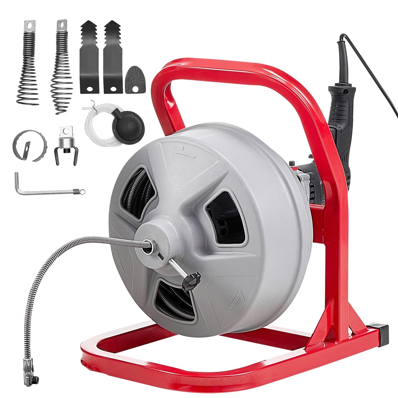 Drain Cleaner Machine 15m x 8mm Sewer Snake Auger with 6 Cutters