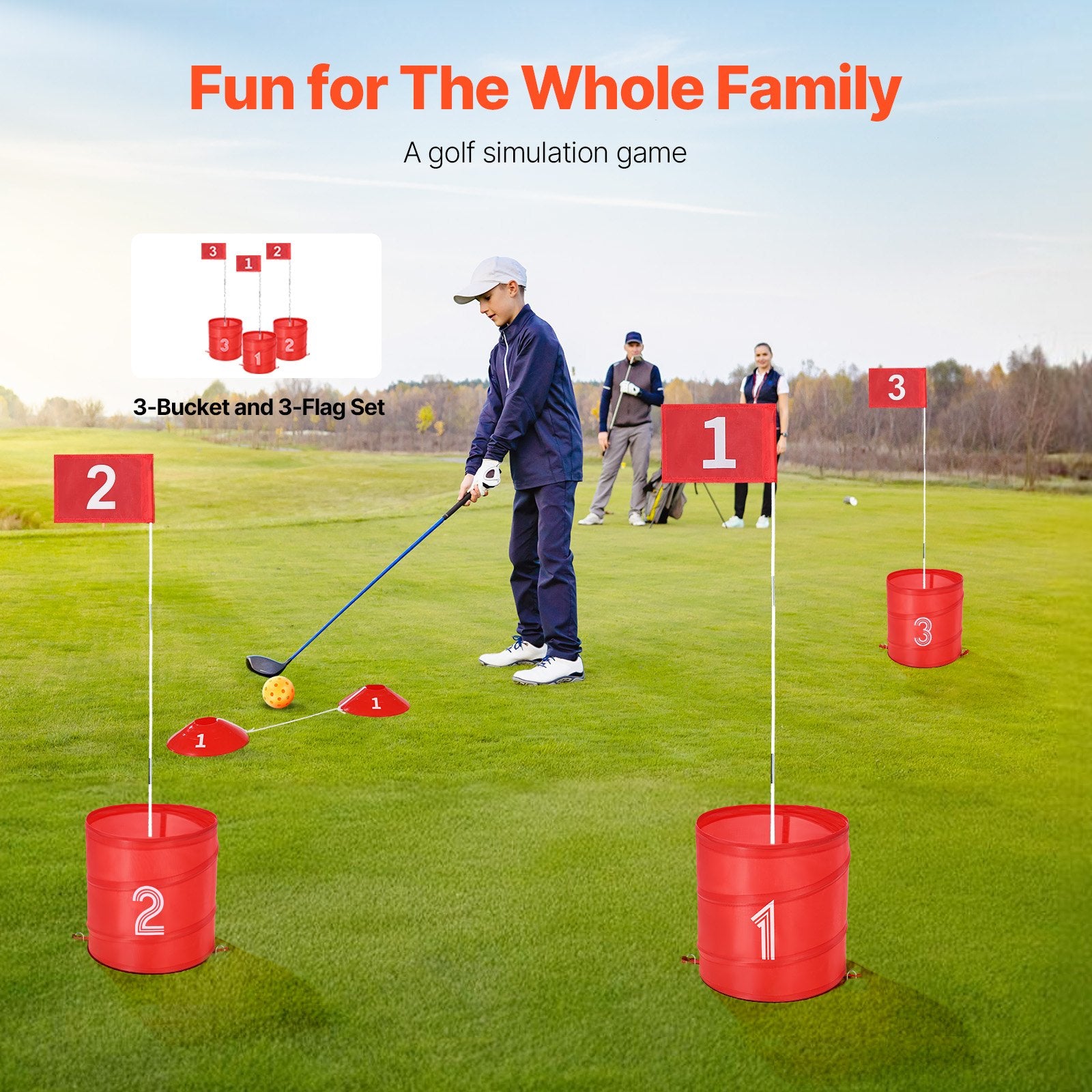 Golf Game Backyard 3-Hole Chipping Course Family Kids Adults Portable Yard