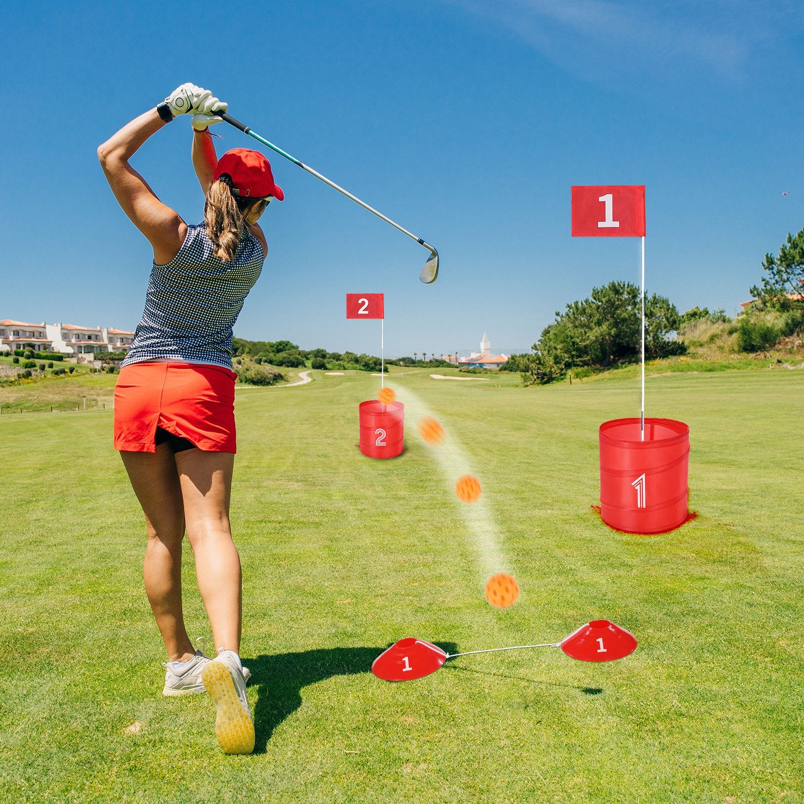 Golf Game Backyard 3-Hole Chipping Course Family Kids Adults Portable Yard