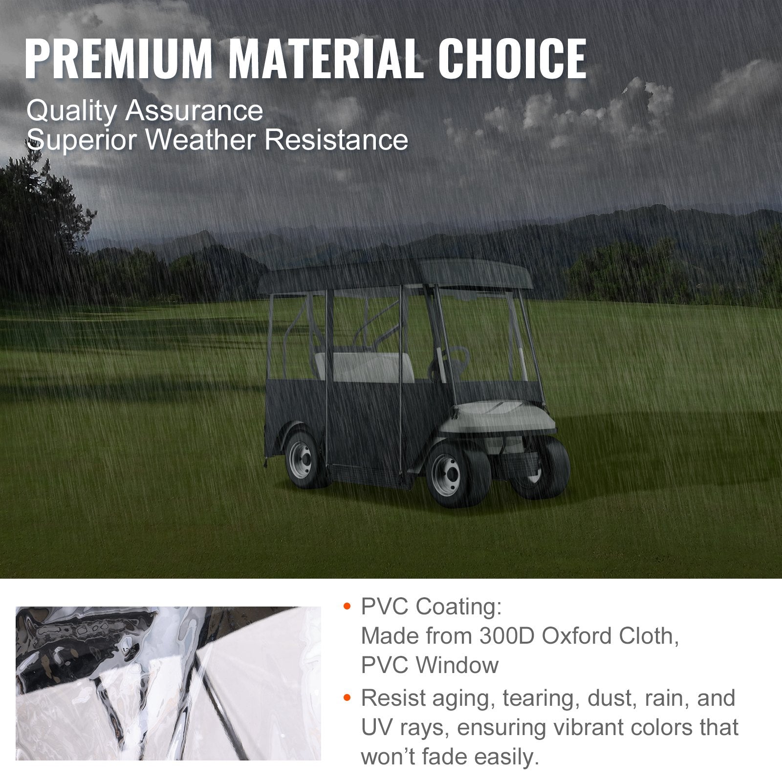 Golf Cart Enclosure 86in 4-Sided Deluxe 300D Waterproof Windows for EZGO Yamaha