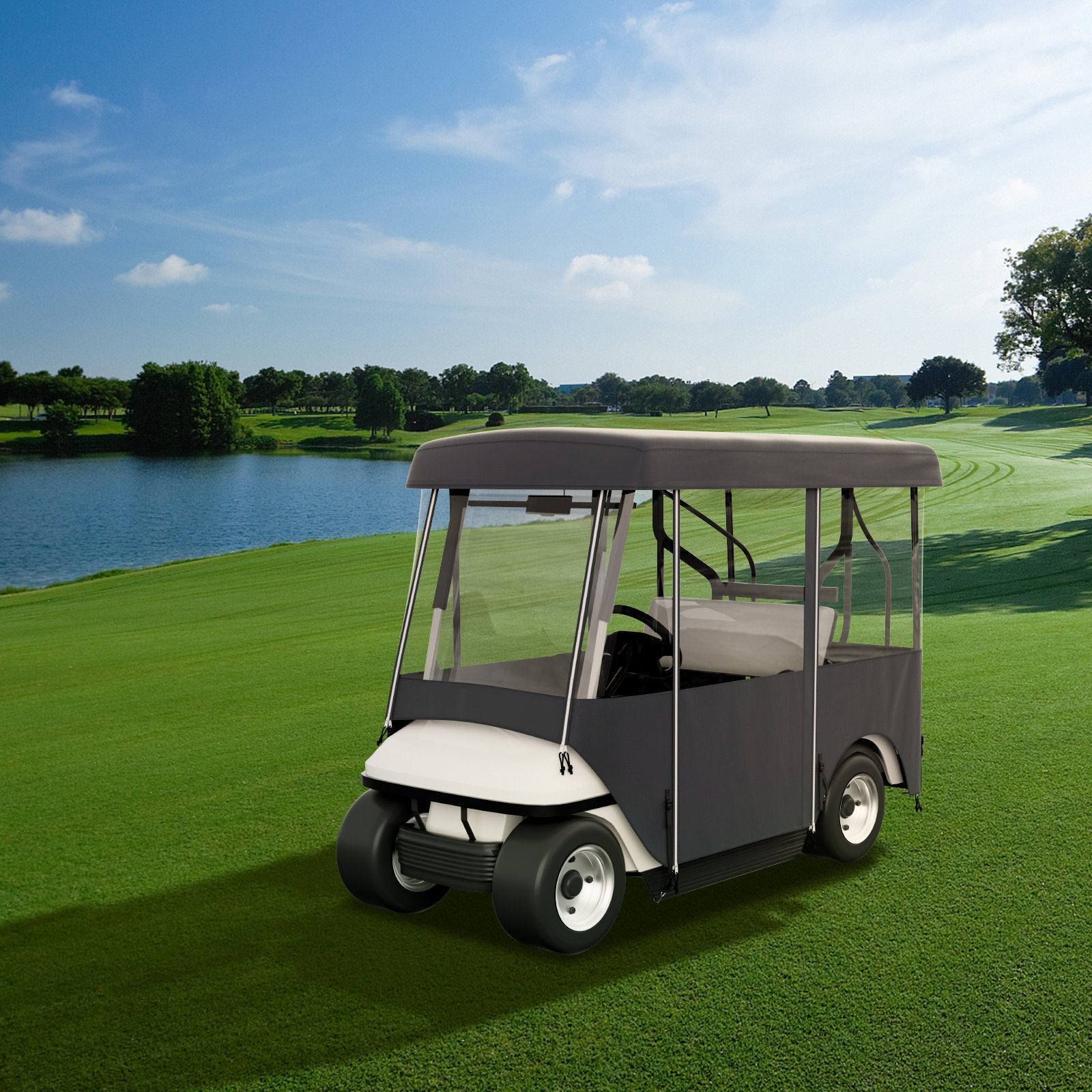 Golf Cart Enclosure 86in 4-Sided Deluxe 300D Waterproof Windows for EZGO Yamaha