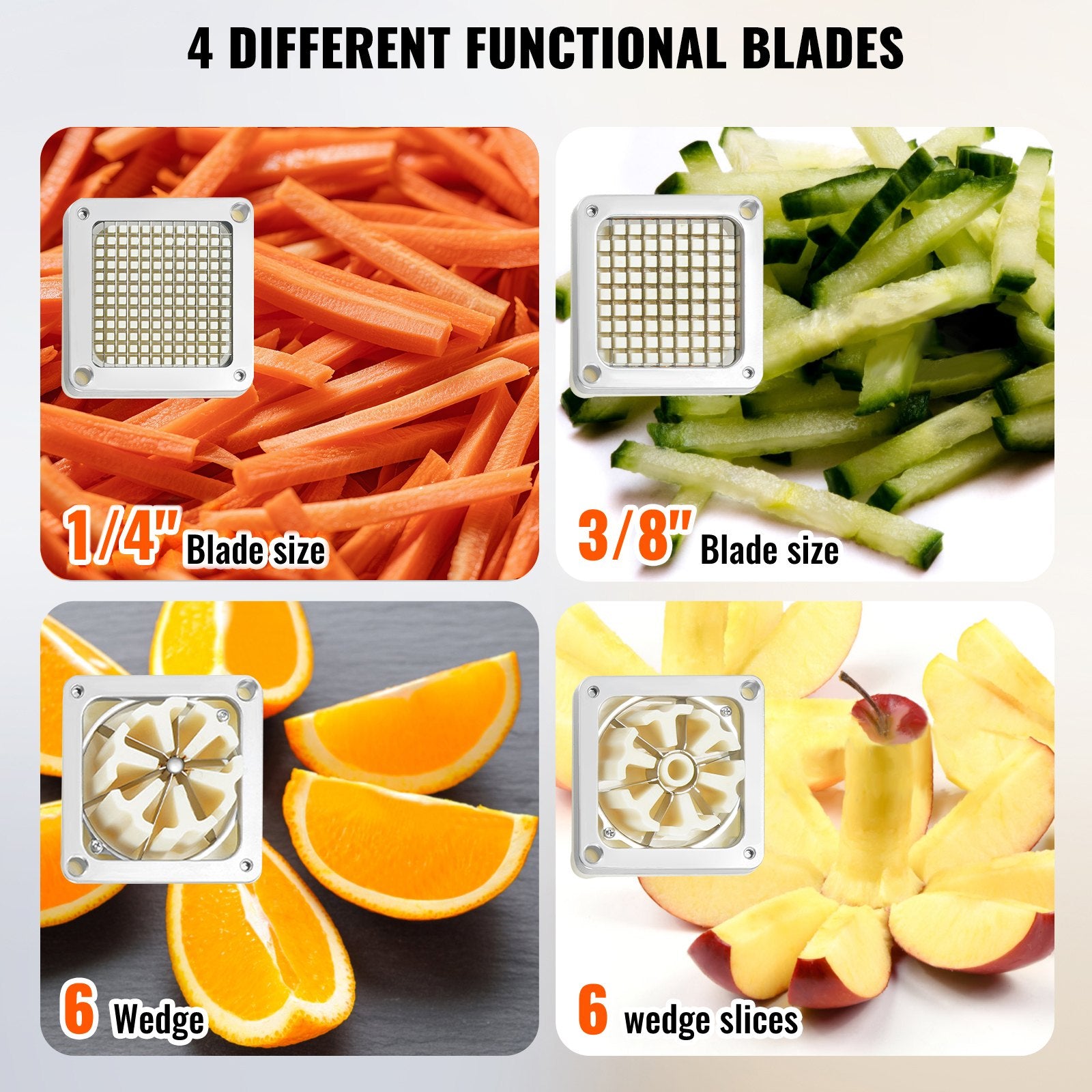 Commercial Vegetable Dicer Chopper 4 Blades French Fry Cutter for Kitchen Use