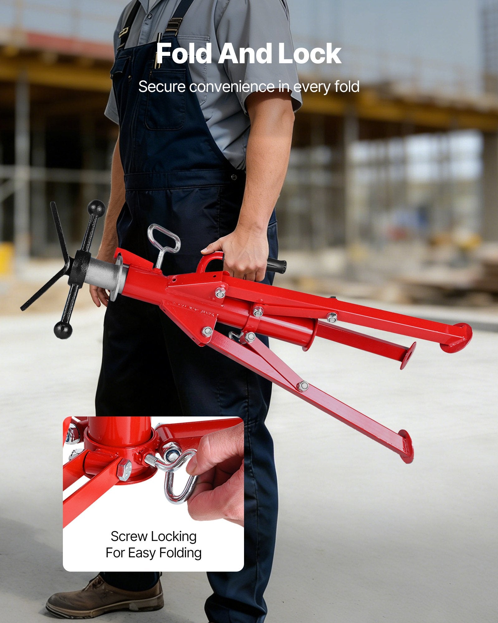 V Head Pipe Stand 0.32-30.48cm Adjustable Folding Pipe Jack 1134kg Load