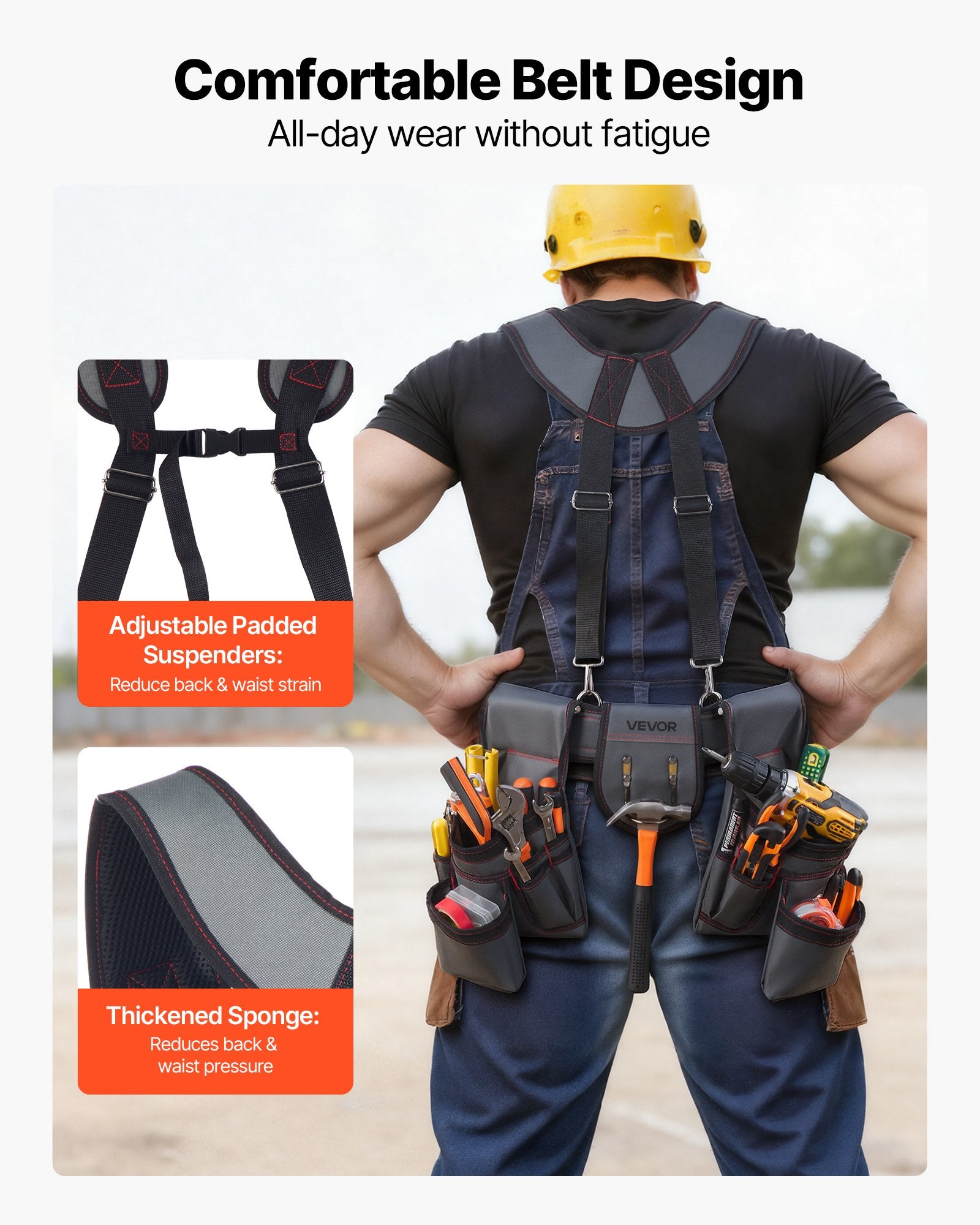 Tool Belt with Suspenders, 22 Pocket Heavy Duty Adjustable Utility Pouch