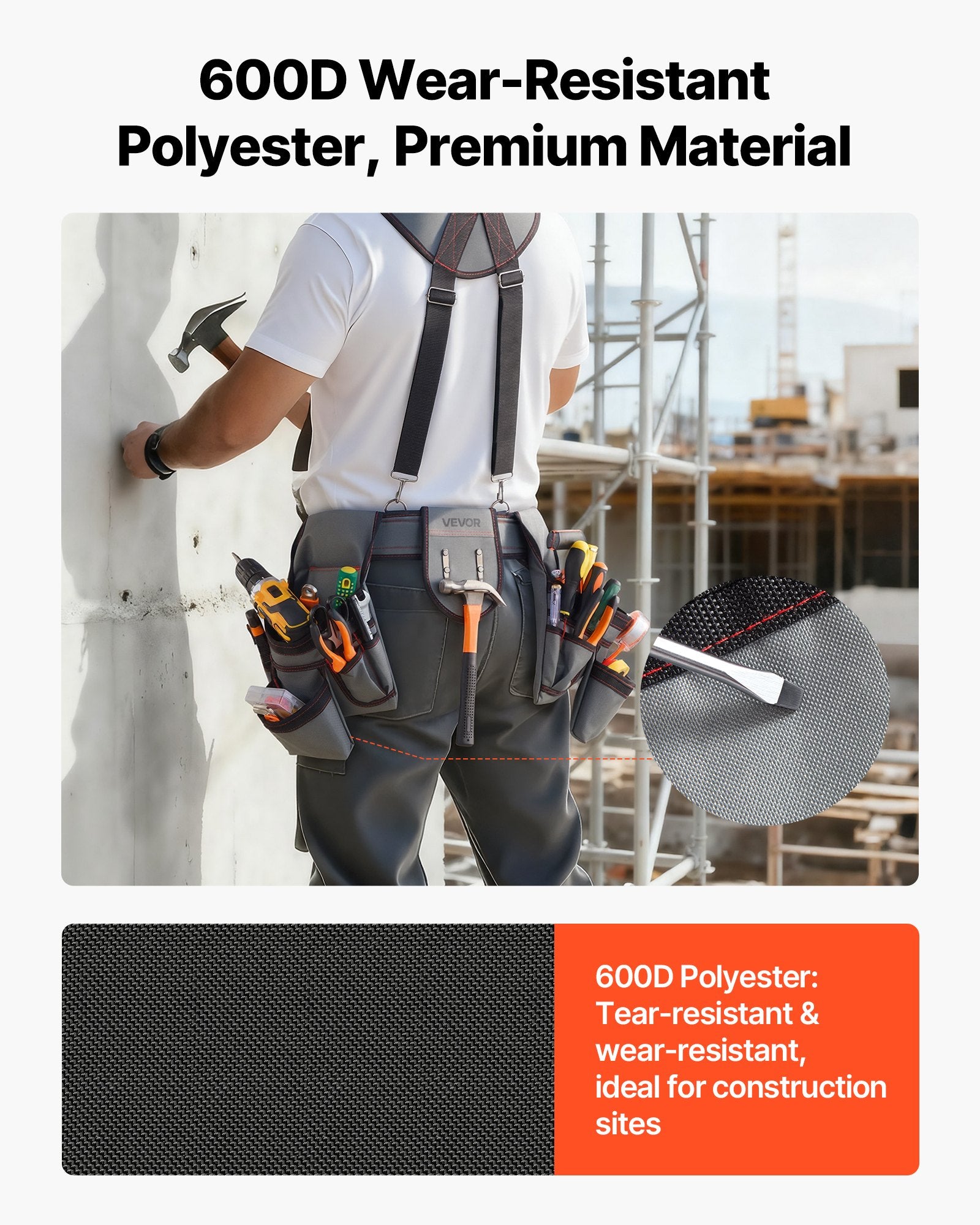 Tool Belt with Suspenders, 22 Pocket Heavy Duty Adjustable Utility Pouch