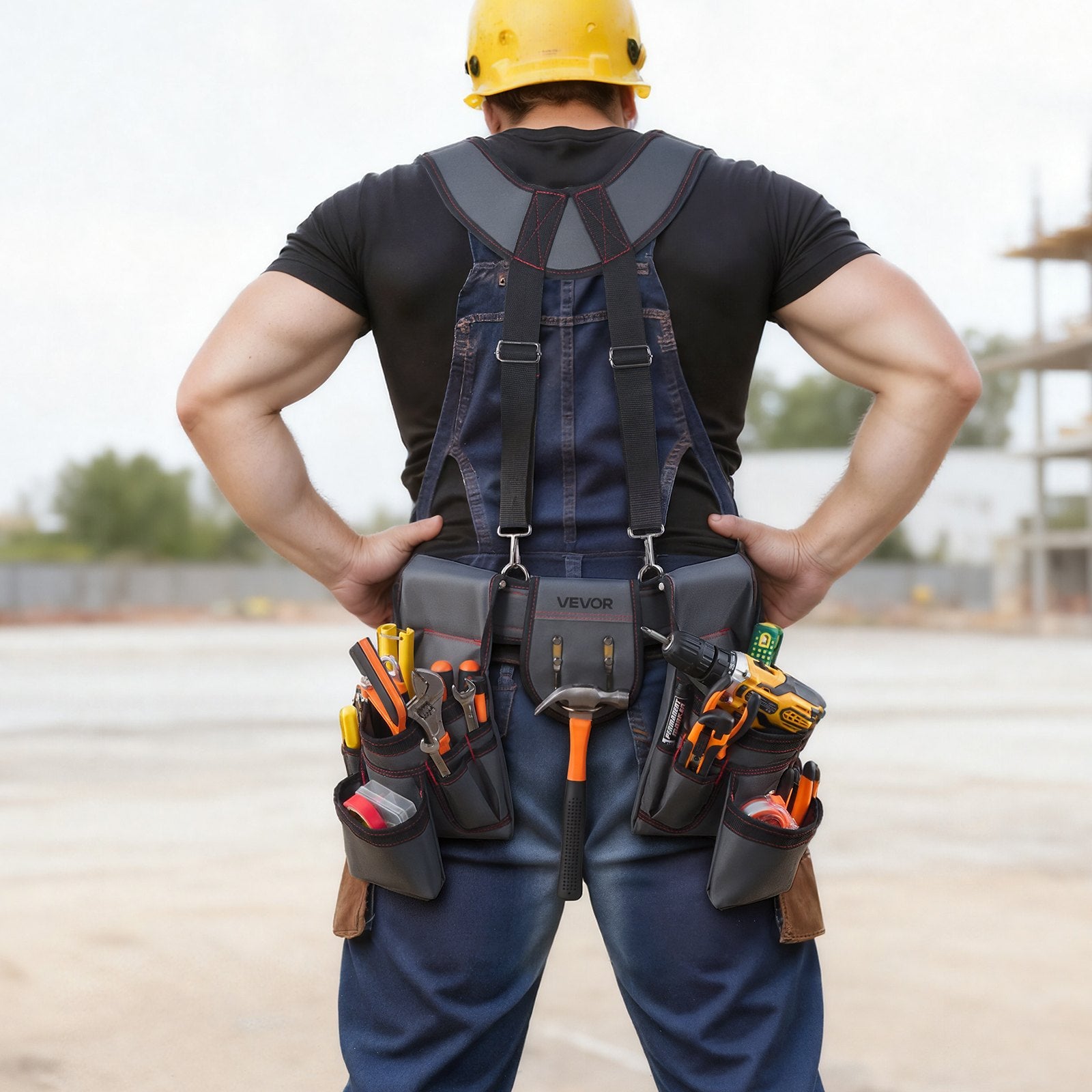 Tool Belt with Suspenders, 22 Pocket Heavy Duty Adjustable Utility Pouch