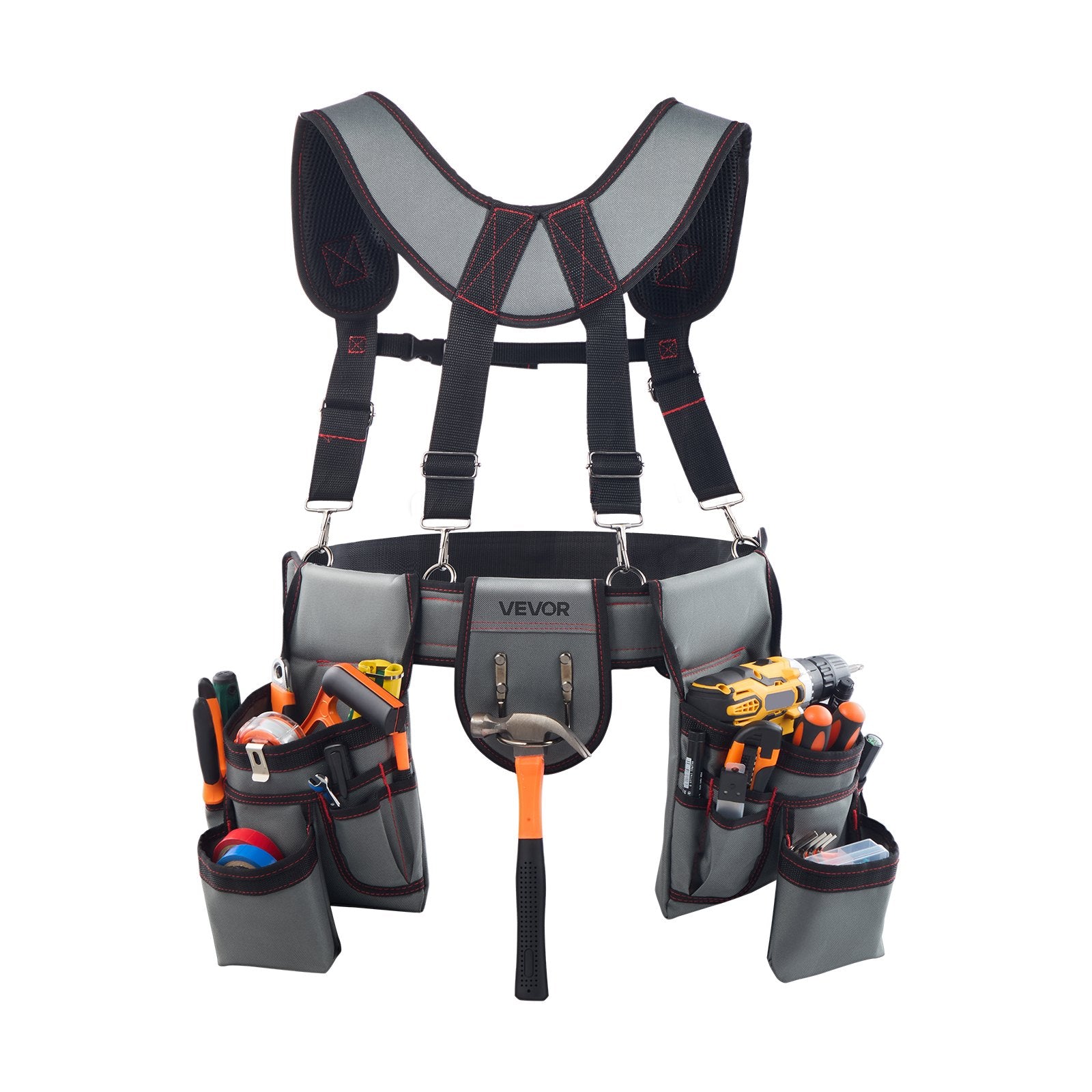 Tool Belt with Suspenders, 22 Pocket Heavy Duty Adjustable Utility Pouch