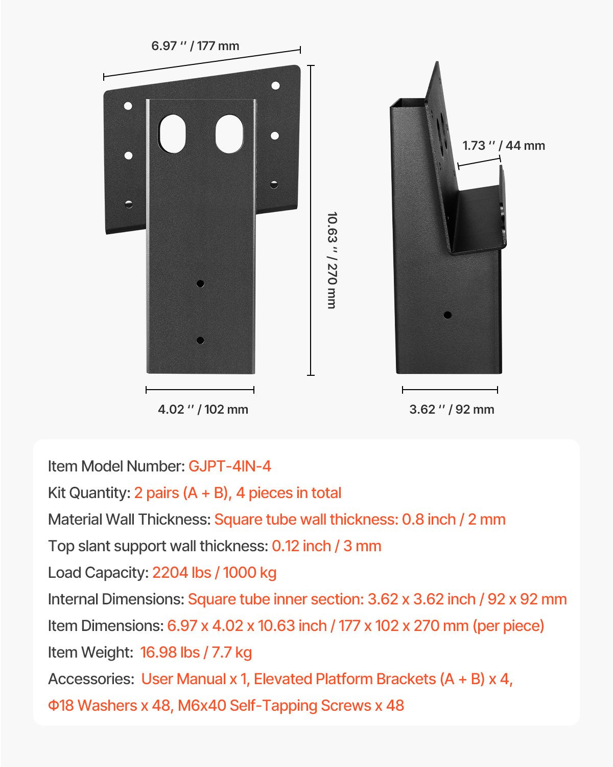 Heavy-Duty 3.5x3.5in Steel Deer Blind Platform Brackets for Lumber