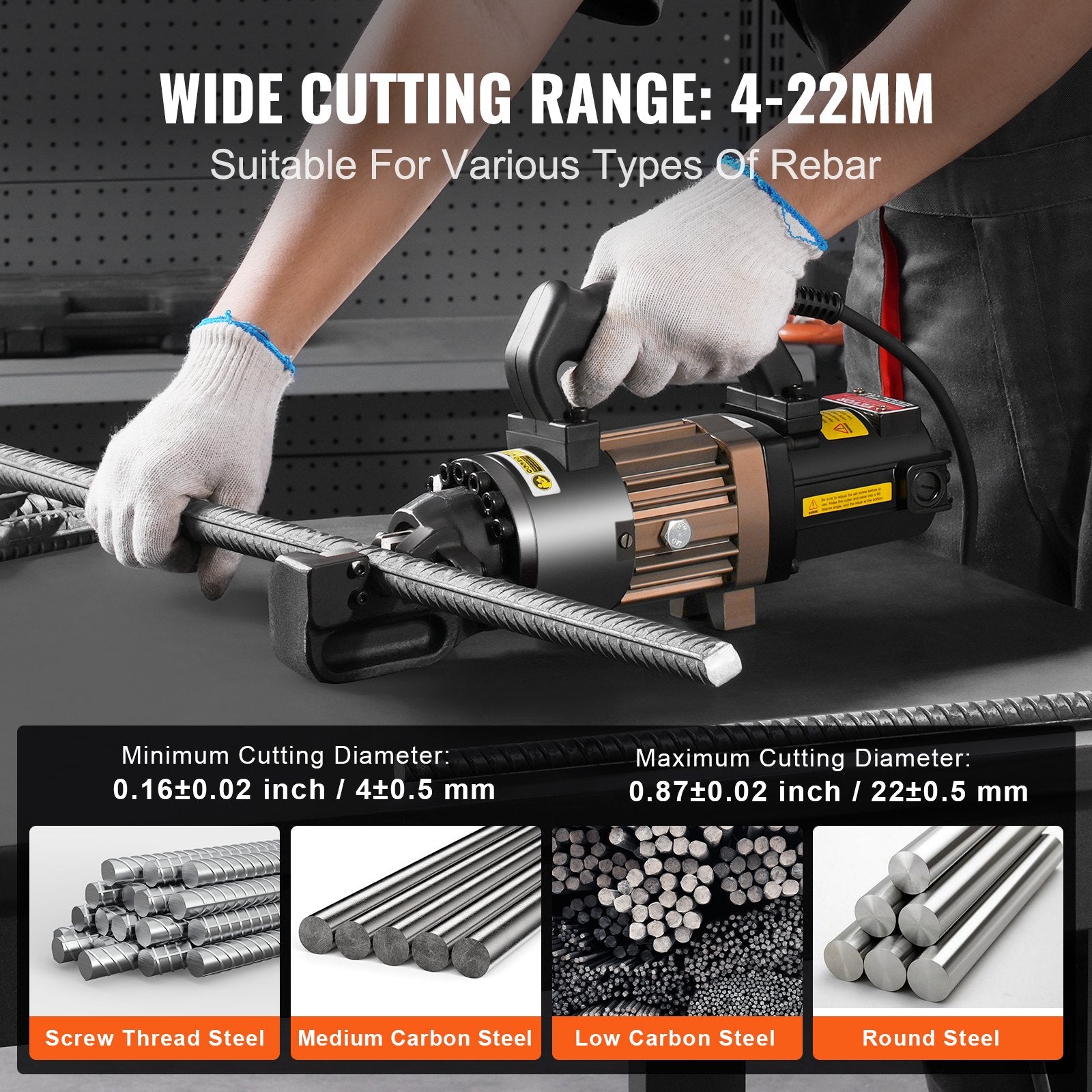 Electric Hydraulic Rebar Cutter 1500W Portable Cuts up to 7/8 Inch RC-22 Rebar W