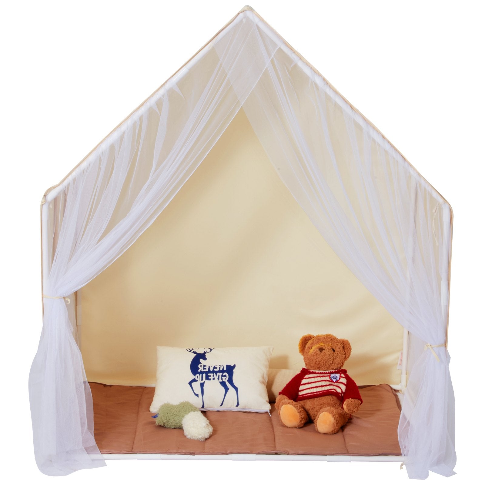 Kids Play Tent for 1-5 Years Toddler Tent with Mat and Lamp Beige Yurt
