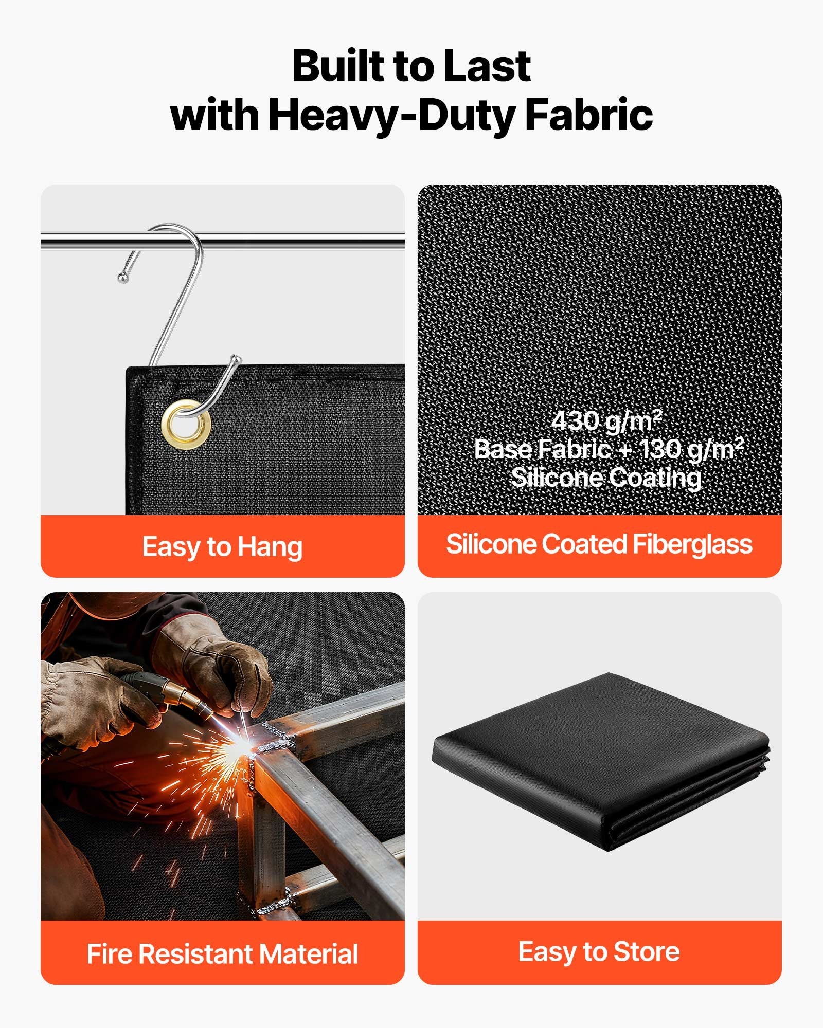 Welding Blanket 1219x1829mm Silicone Fiberglass, Flame Retardant Heat-Resistant