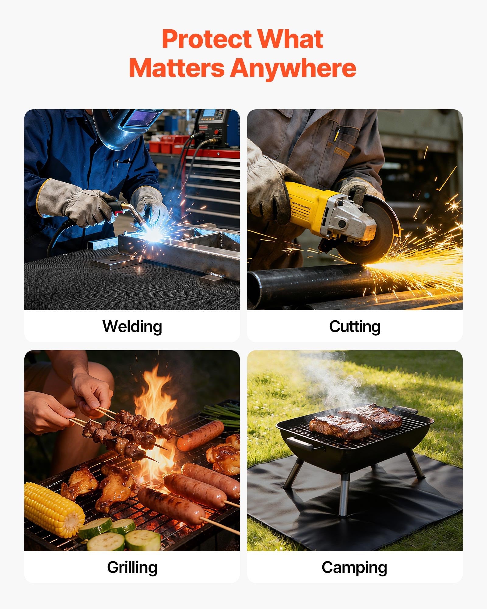 Welding Blanket 1219x1829mm Silicone Fiberglass, Flame Retardant Heat-Resistant