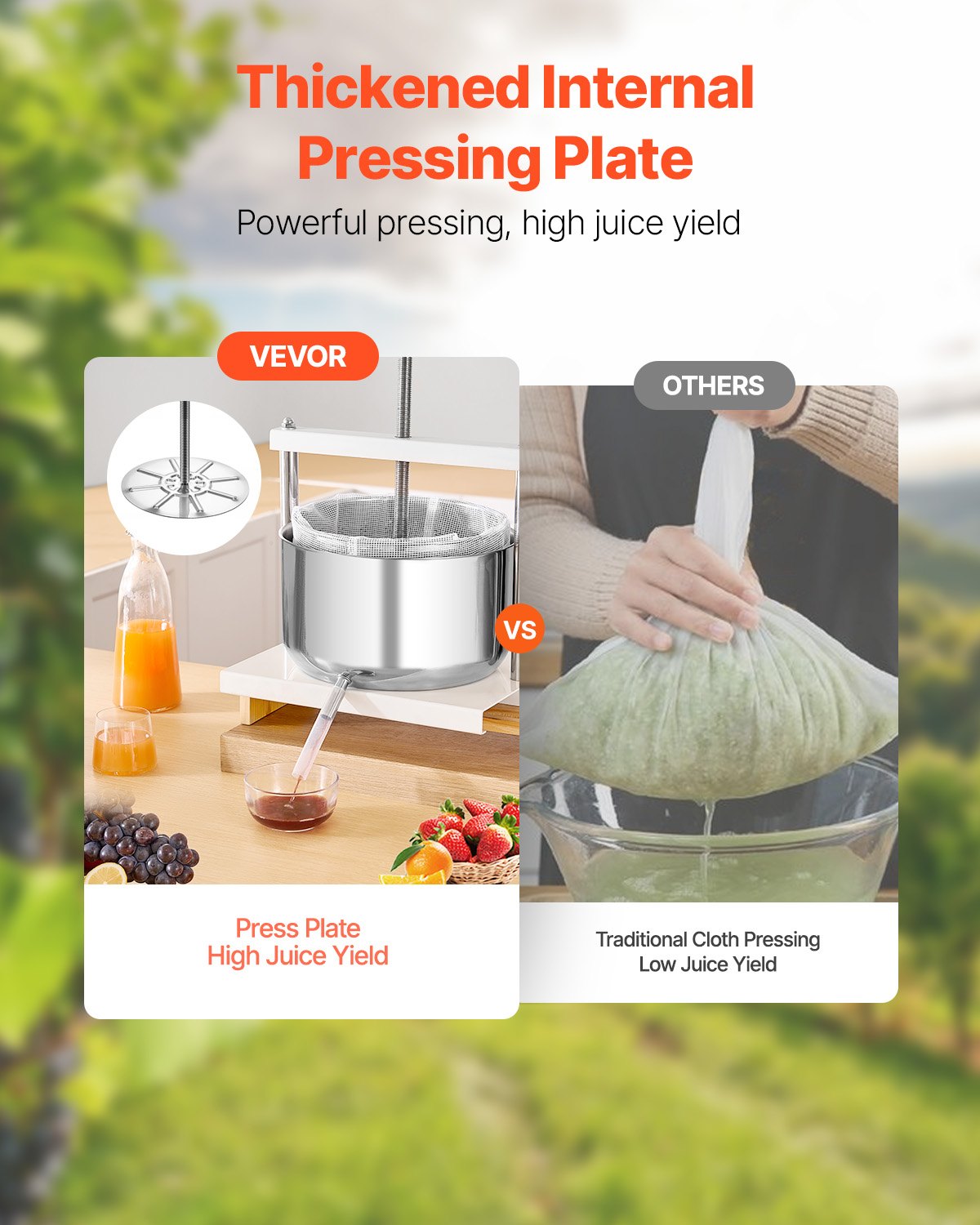 3.17 Gal/12L Fruit Wine Press 2 Stainless Steel Barrels Manual Juice Maker