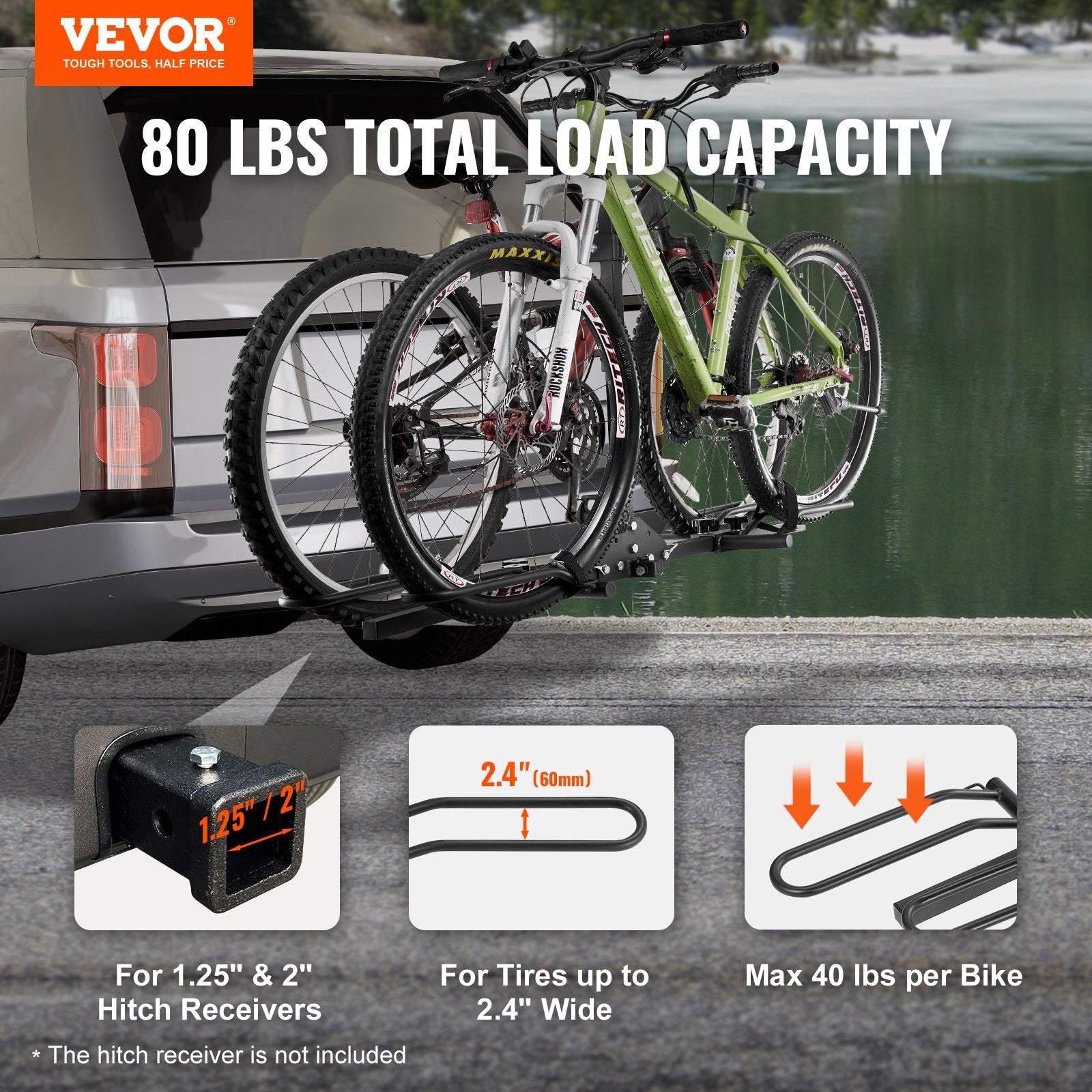 2-Bike Rack Hitch Mount Folding Carrier Car Truck SUV 1.25