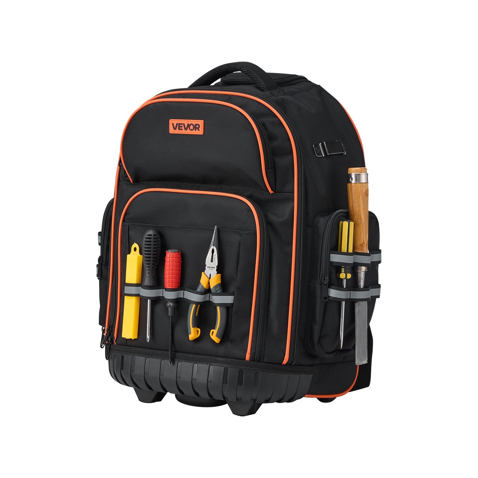 Rolling Tool Backpack 110lbs Load 45 Pockets Heavy Duty Roller Bag w/Wheels