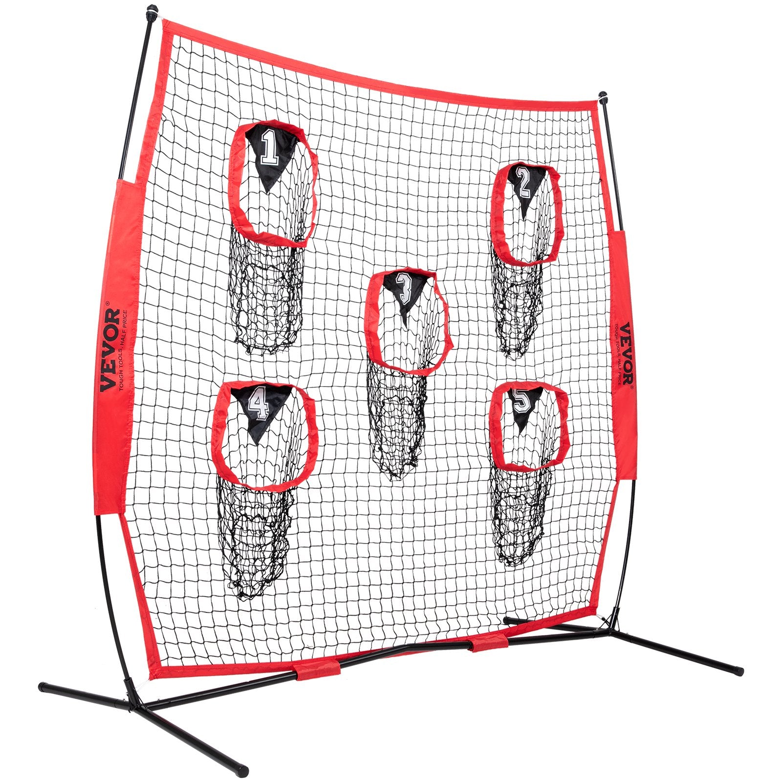 8 x 8 ft Football Trainer Throwing Net with 5 Target Pockets