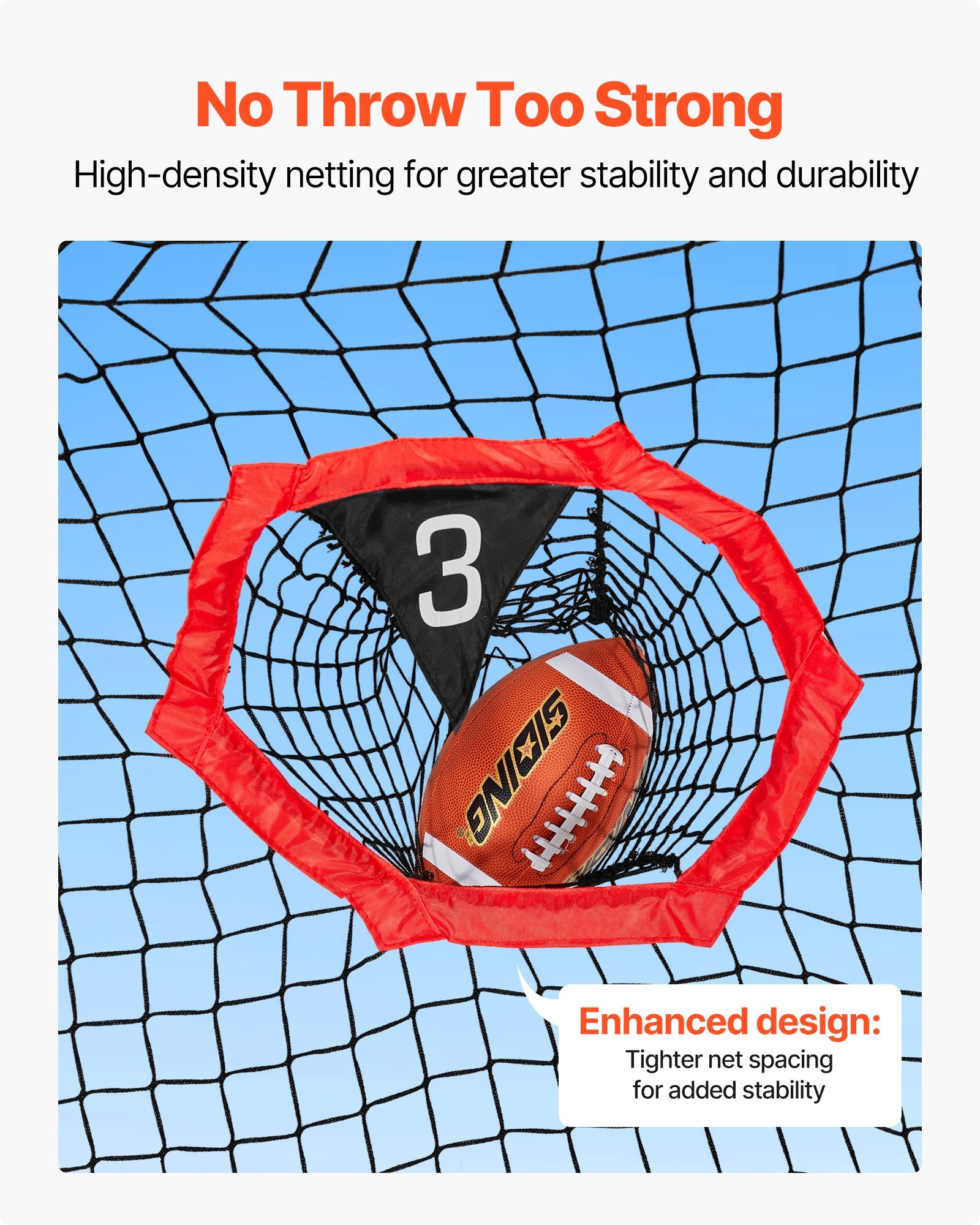 2438.4x2438.4mm Football Trainer Throwing Net with 6 Target Pockets, Red