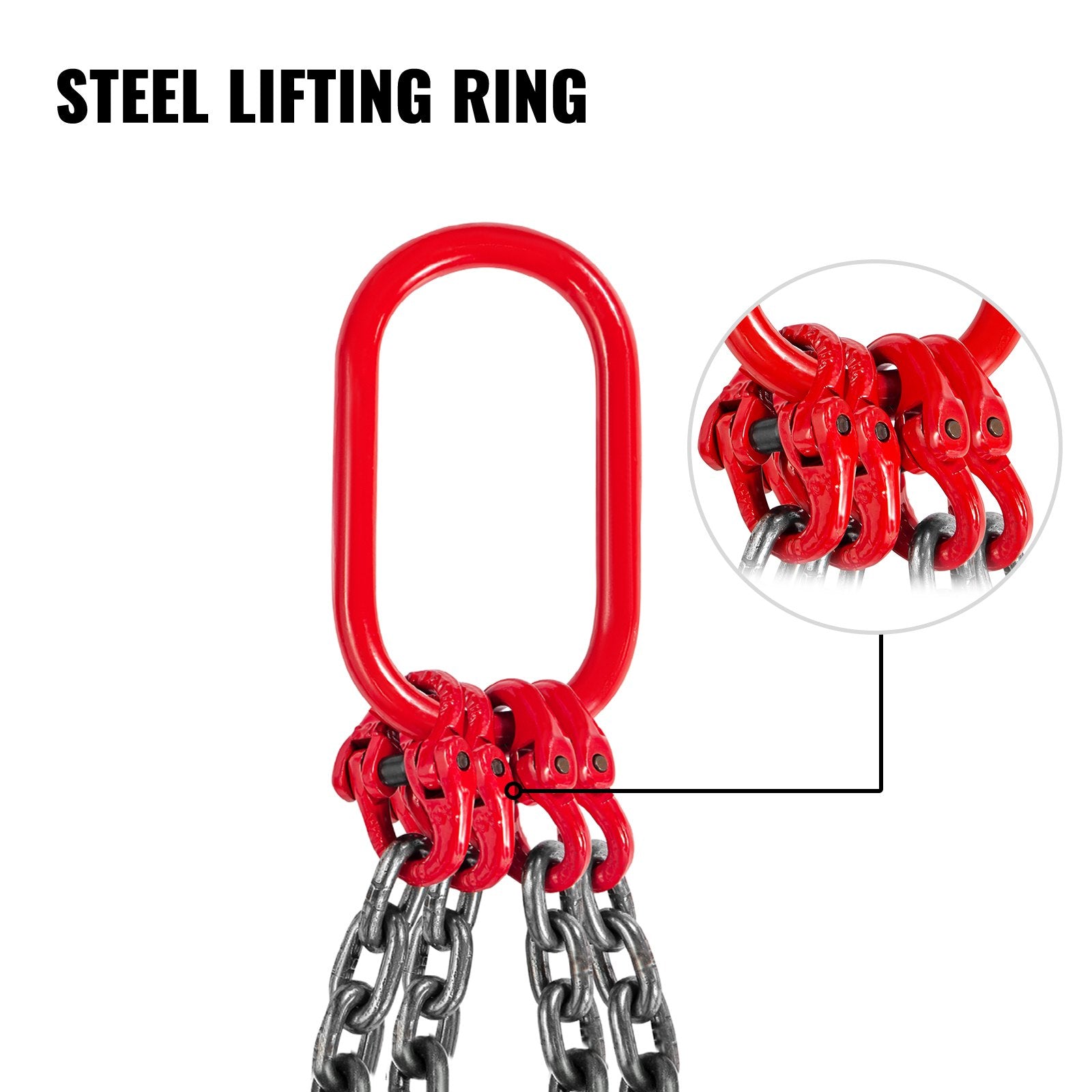 8mm x 200cm Chain Sling G80 4-Leg Lifting Chain with Hooks 5 Ton Capacity