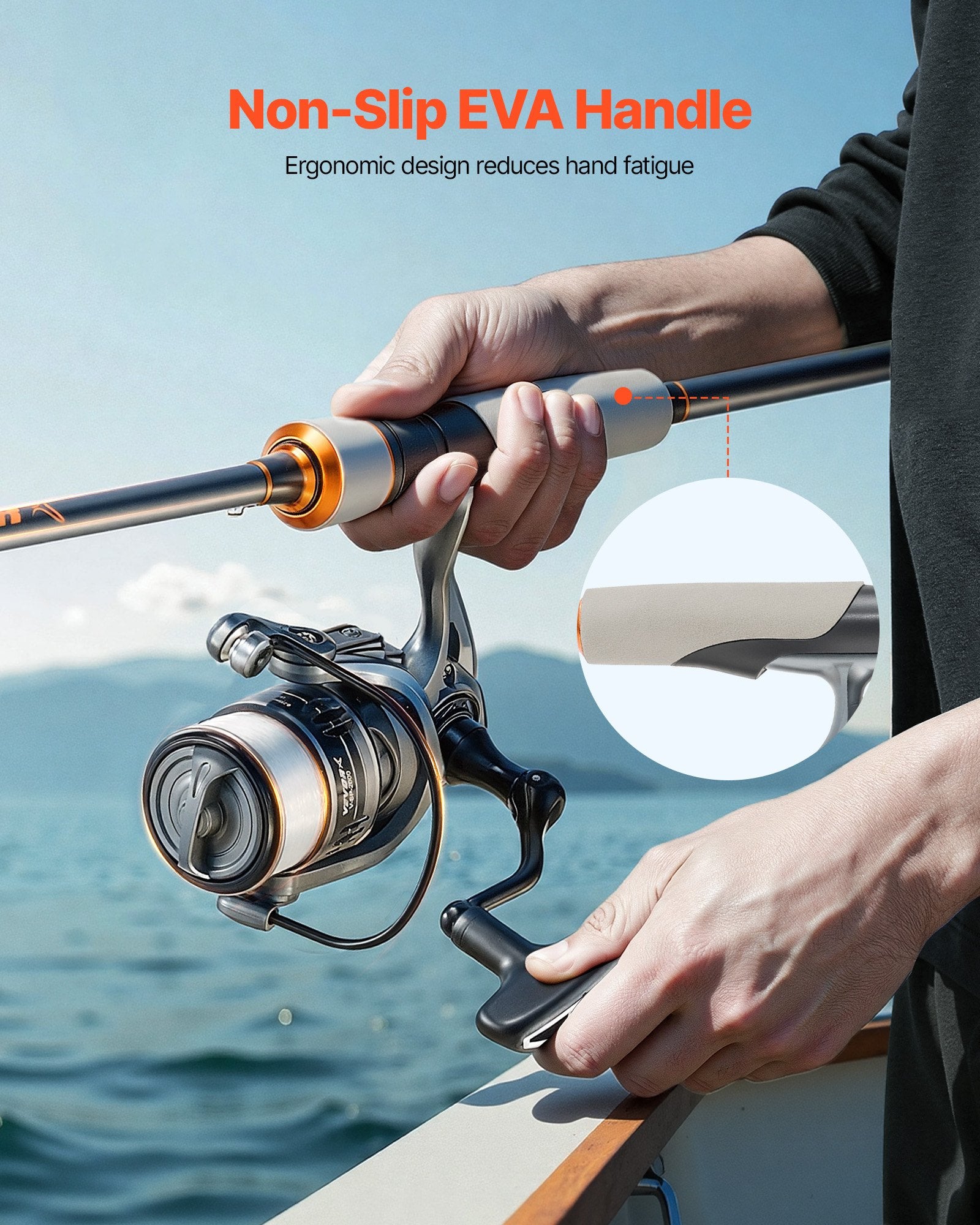 IM6 Rod and Fishing Reel Combo 2m Two Piece Spinning Rod with 6+1 Bearings