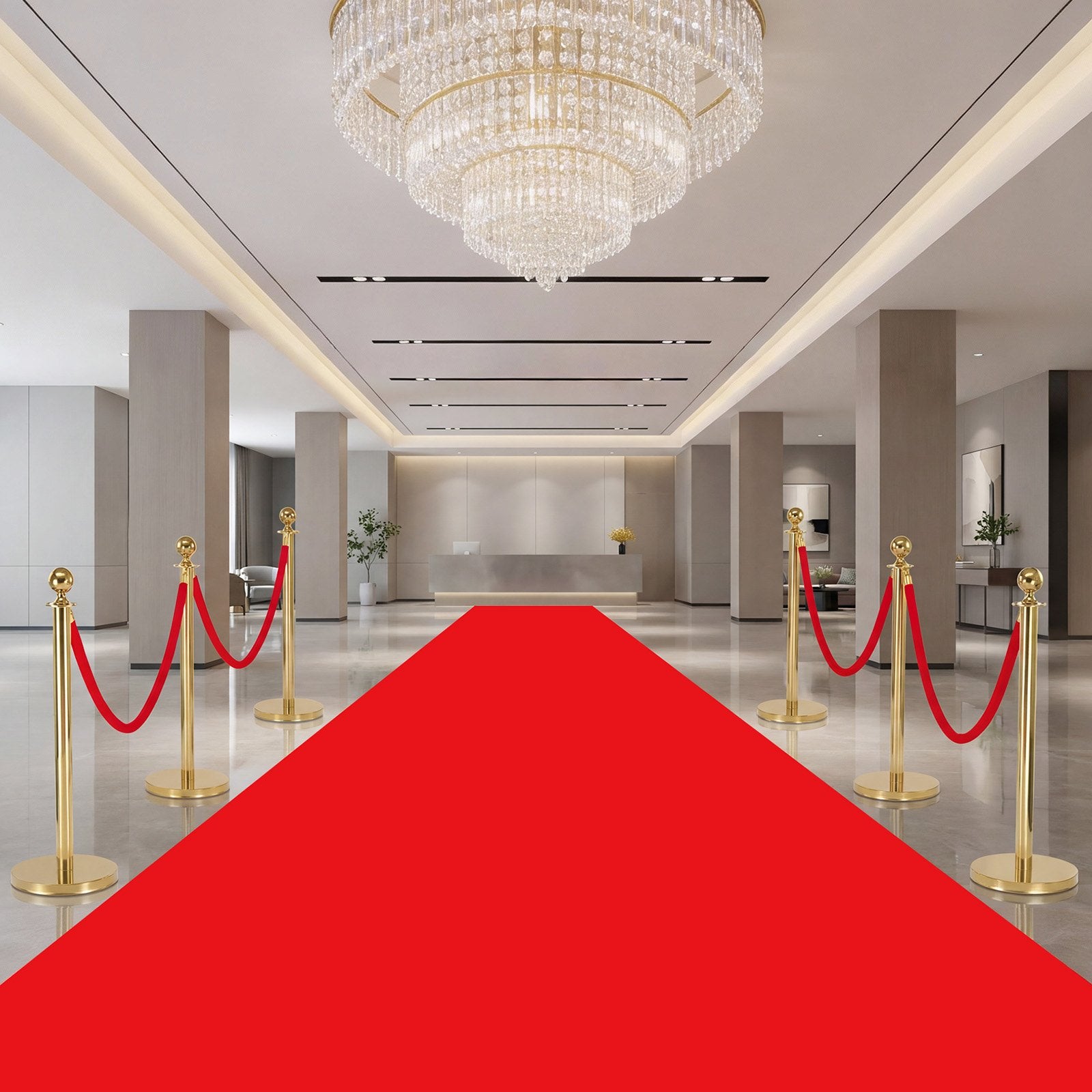 Stanchion Ropes 2Pc Red Velvet 1.5m Crowd Control Gold Hooks Queue Barrier Event