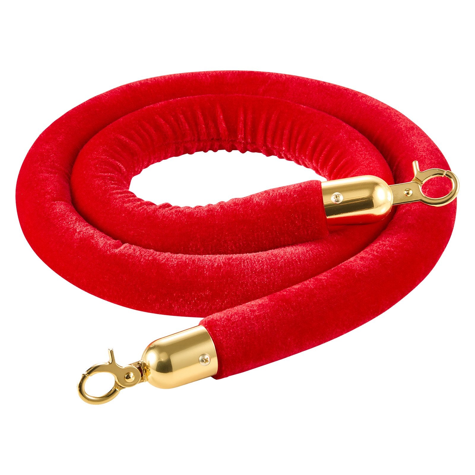 Stanchion Ropes 2Pc Red Velvet 1.5m Crowd Control Gold Hooks Queue Barrier Event