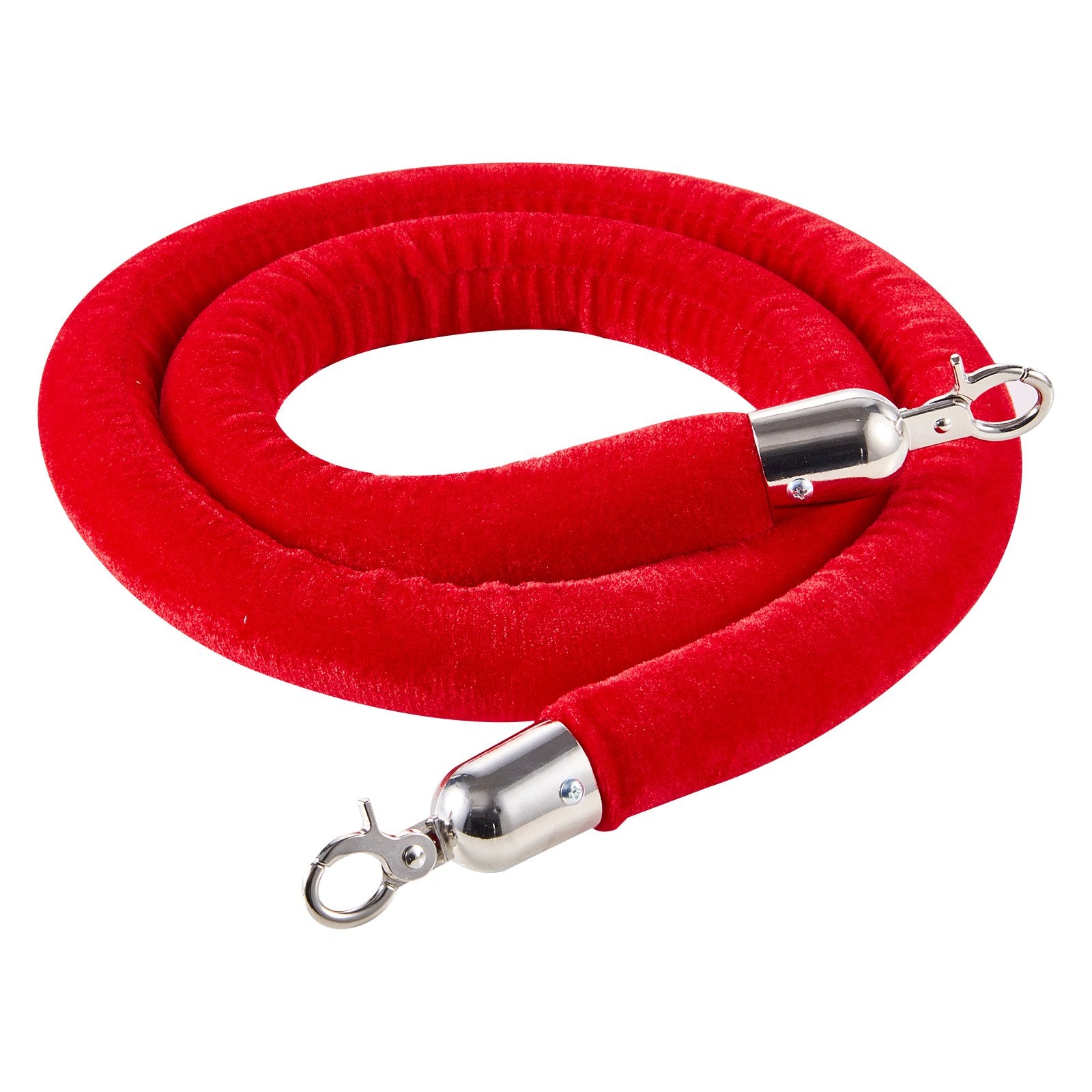 Stanchion Ropes 4Pcs Red Velvet 1.5m Crowd Control Slvr Hooks Q Barrier Event