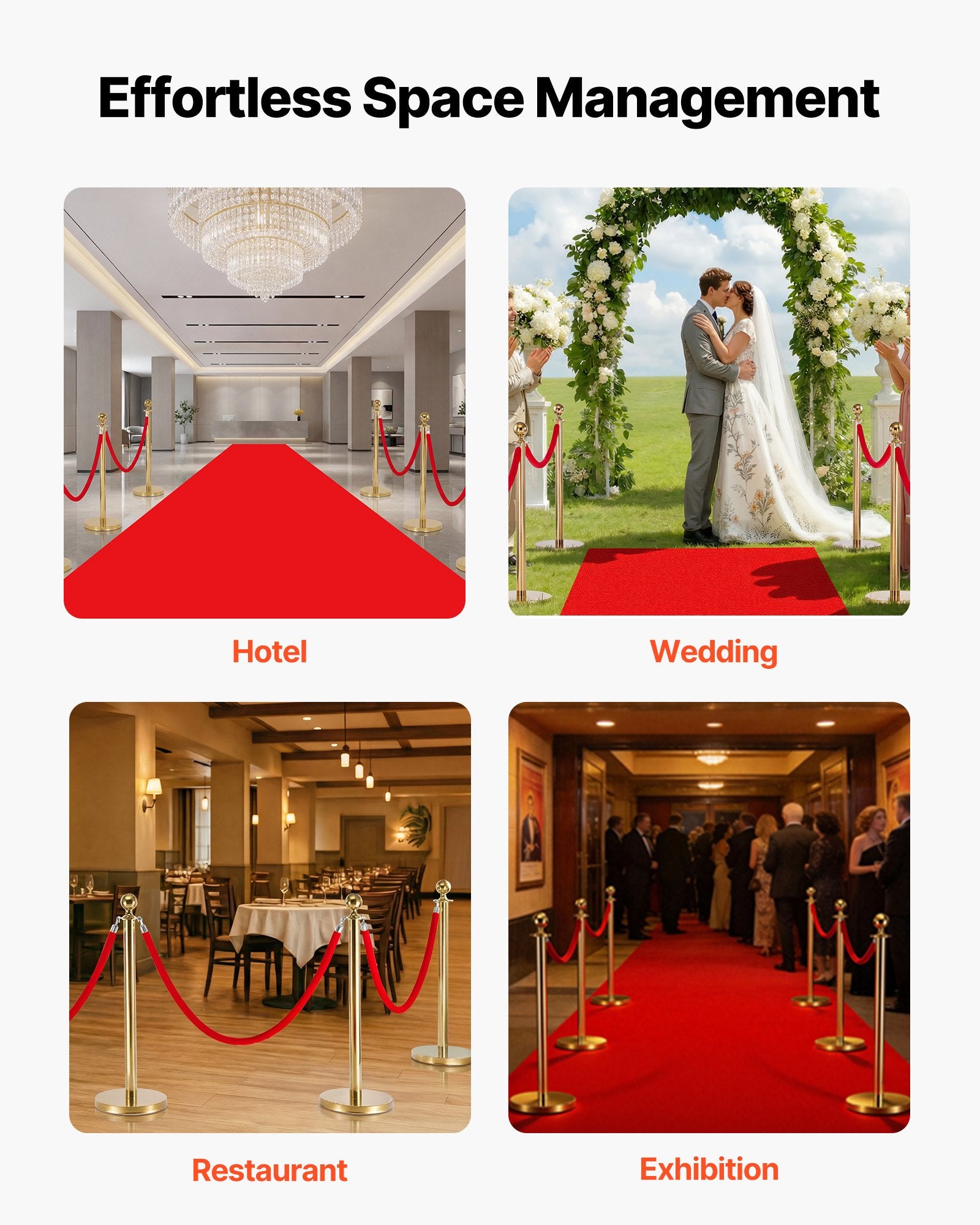 2PCS Red Velvet Stanchion Ropes 1.5m Queue Barrier with Silver Hooks Event Rope