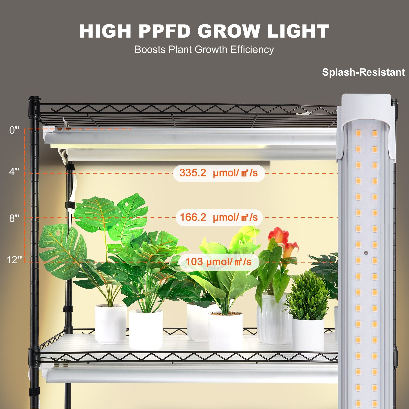 Plant Stand with Grow Light 4 Tiers 180W Metal Shelf 3 Modes Timer 75x35x150cm
