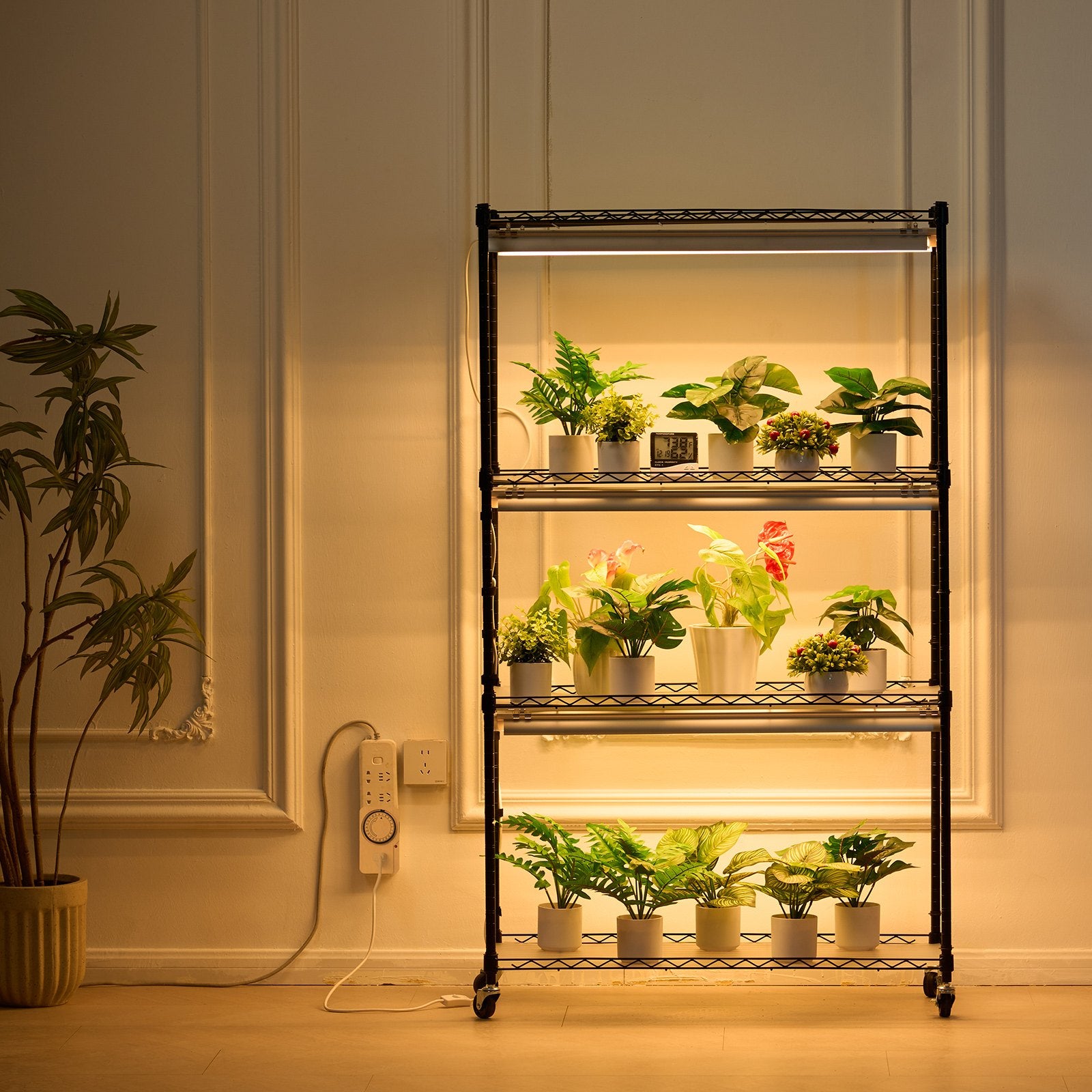 Plant Stand with Grow Light 4 Tiers 180W Metal Shelf 3 Modes Timer 75x35x150cm