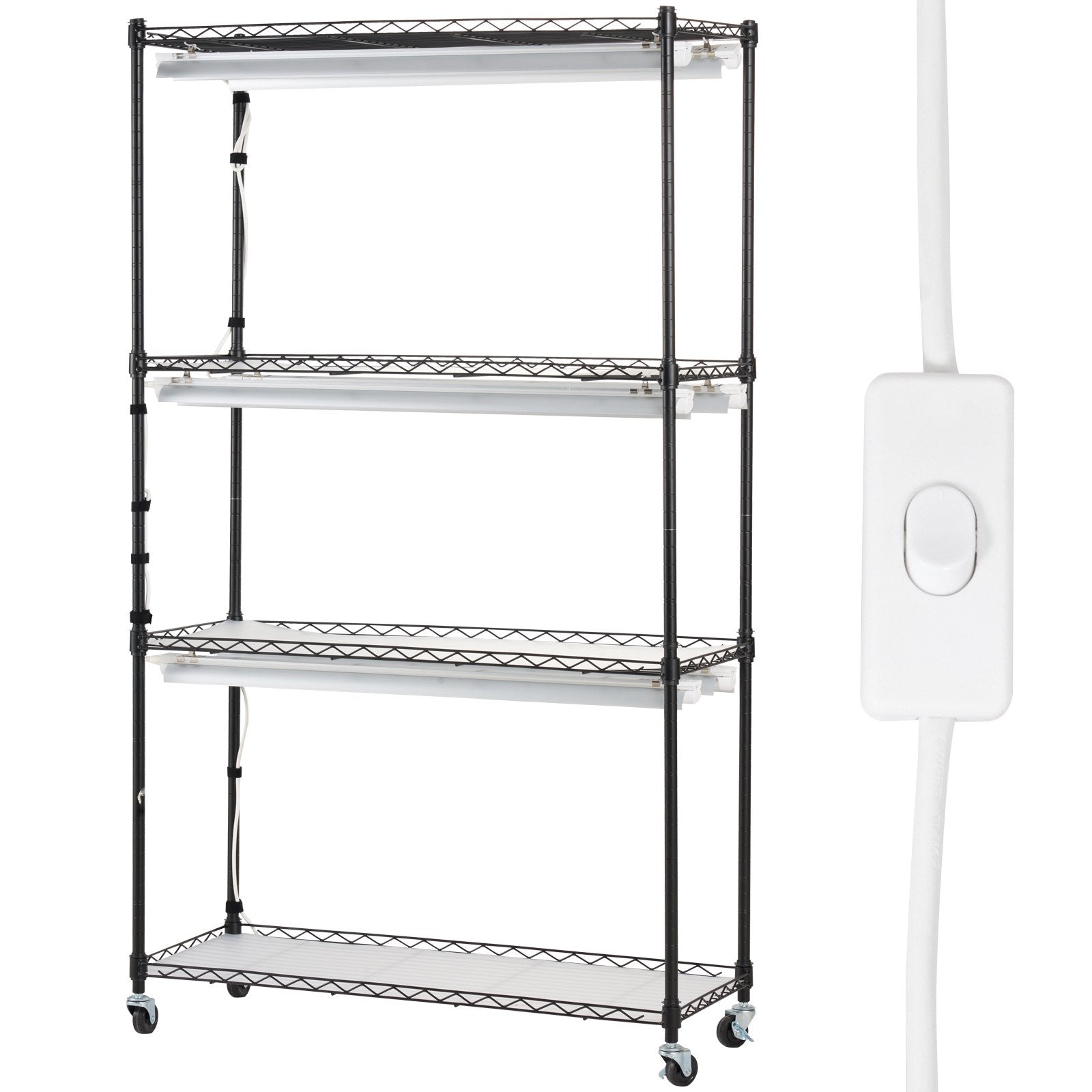Plant Stand with Grow Light 4 Tiers 180W Metal Shelf 3 Modes Timer 75x35x150cm