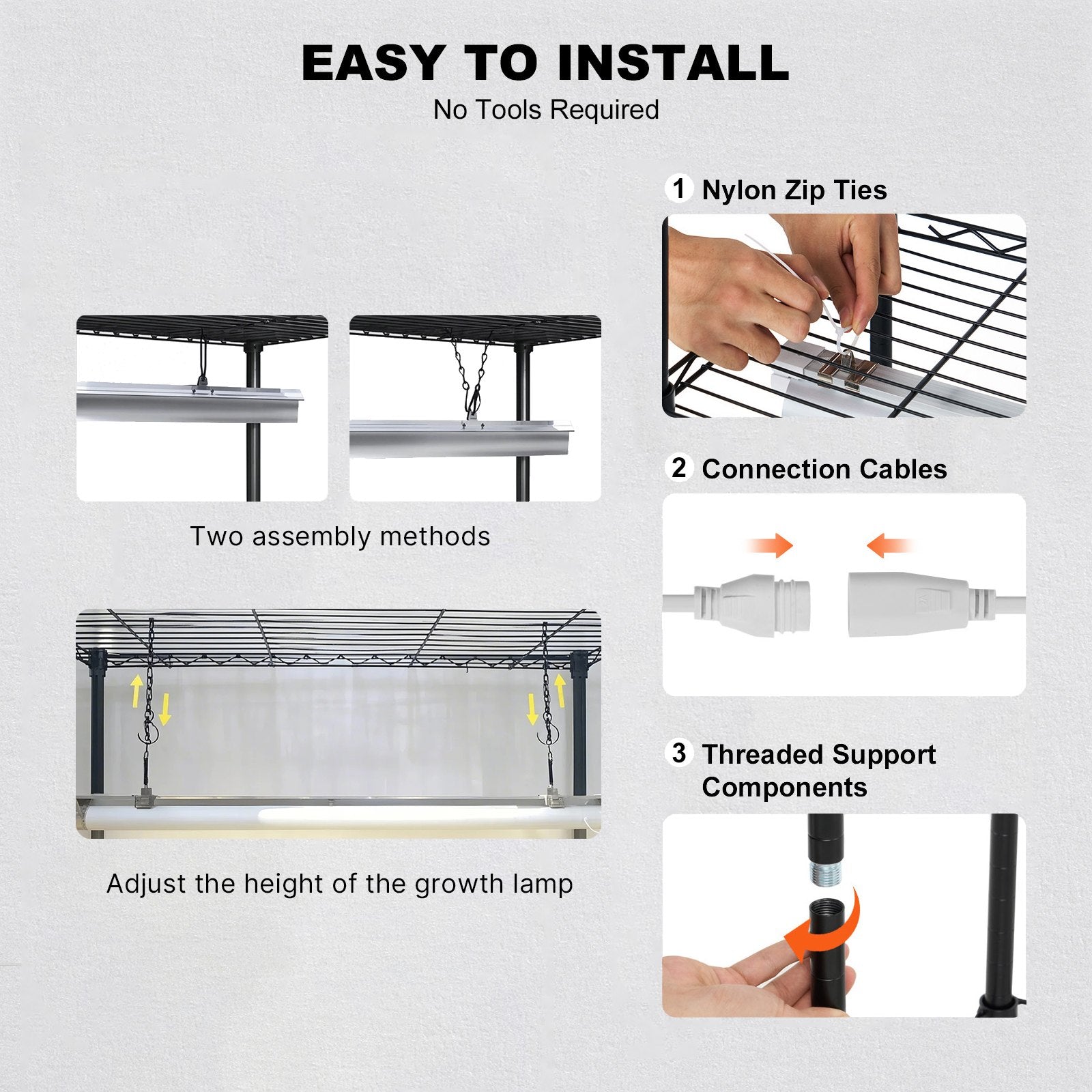 Plant Stand with Grow Light 6 Tiers 192W DIY Metal Shelf with Adjustable Rack
