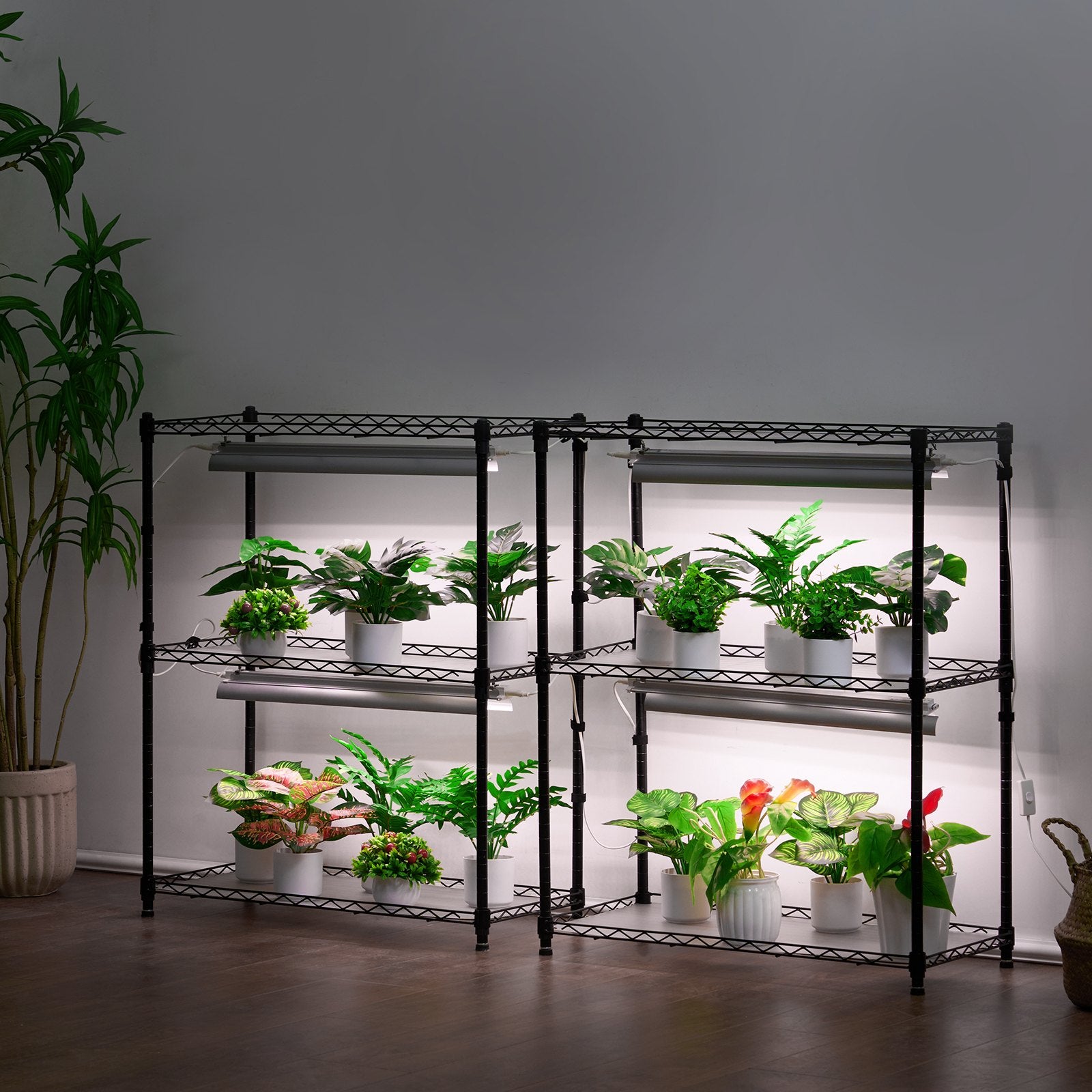 Plant Stand with Grow Light 6 Tiers 192W DIY Metal Shelf with Adjustable Rack